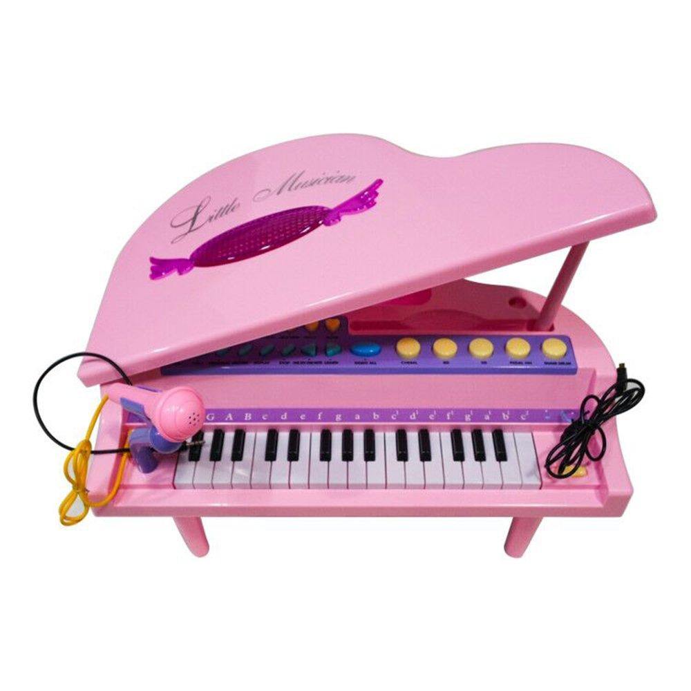 Bosonshop 32 Keys Little Pink Piano for Girls with Microphone Electronic Organ Music Keyboard for Kids, Pink