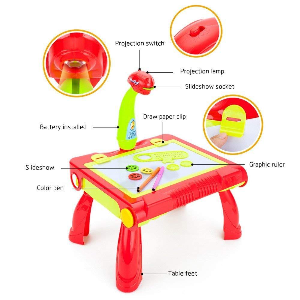 Bosonshop Educational Development Drawing Toy Study Table with Projector Toy for Girls & Boys Ages 6 7 8 9