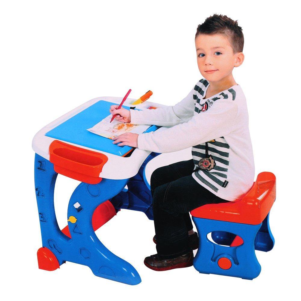 Bosonshop Deluxe Preschool Toys Learning Painting Desk Writing Board with Kids Chair and Easel