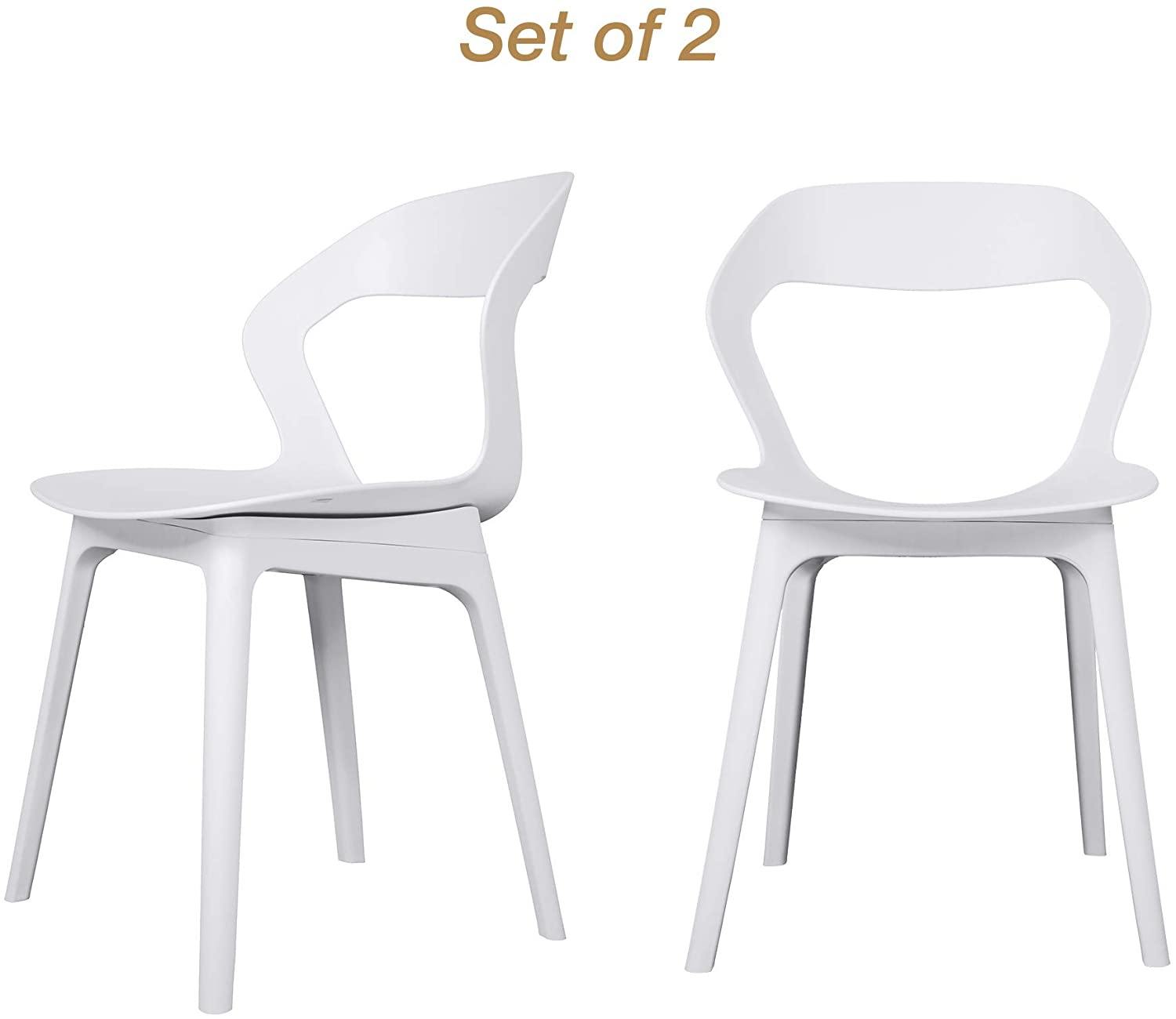 Aesthetics Side Chair Set of 2 Modern Molded Shell Plastic Chair Dining Chair with PP Leg 330 lbs 18 inch Seat Height Dos Sillas - Bosonshop