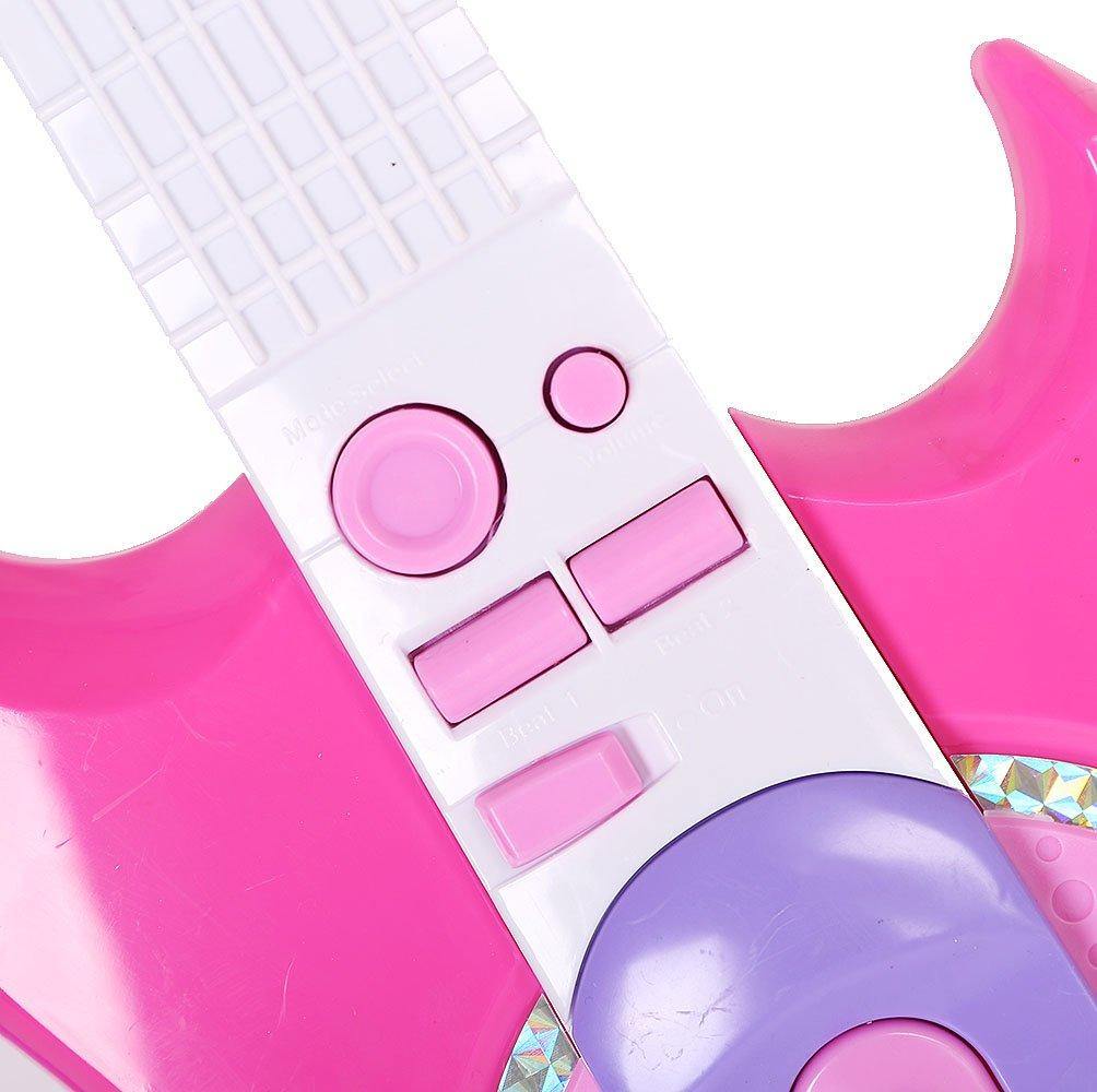 Bosonshop Kids Electric Musical Guitar MP3 Player Karaoke Microphone Play Set, Pink