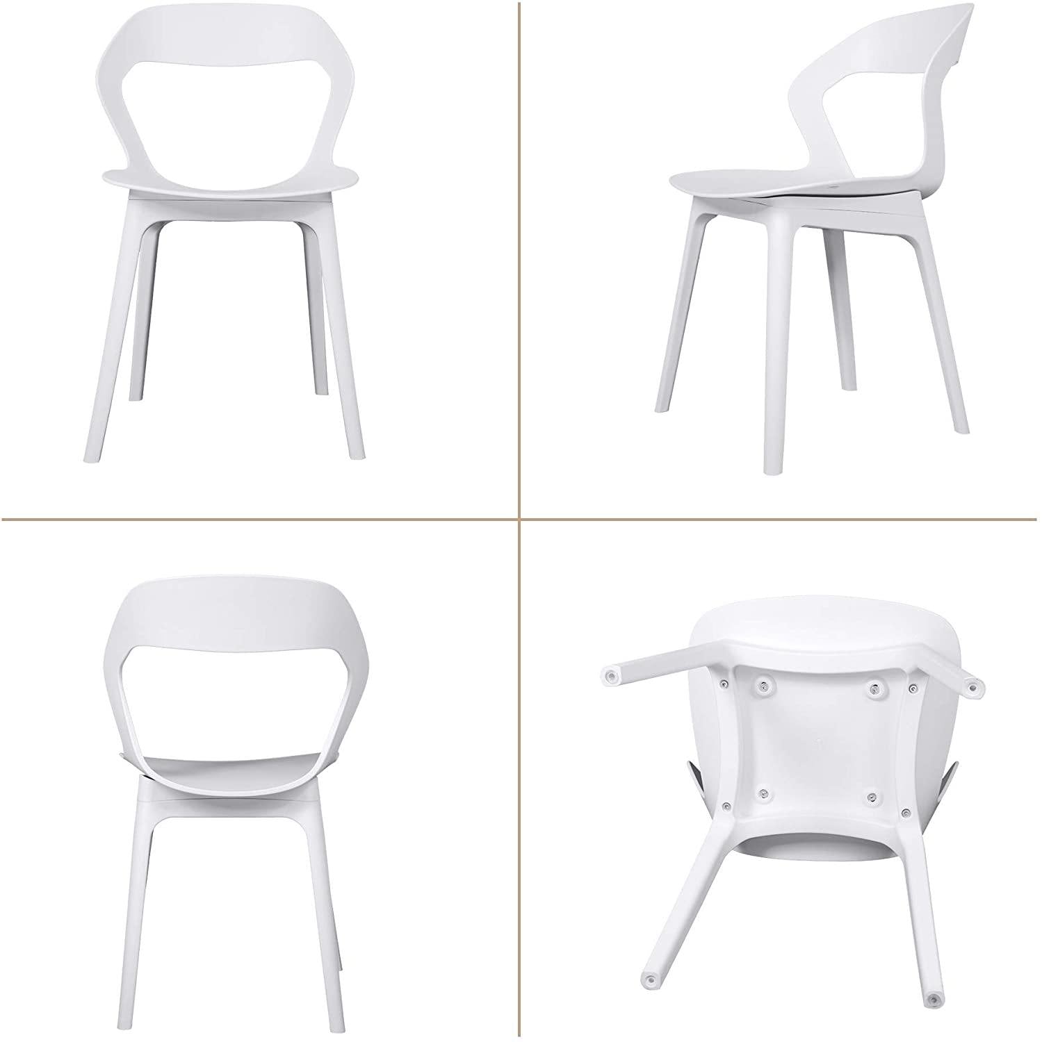 Aesthetics Side Chair Set of 2 Modern Molded Shell Plastic Chair Dining Chair with PP Leg 330 lbs 18 inch Seat Height Dos Sillas - Bosonshop