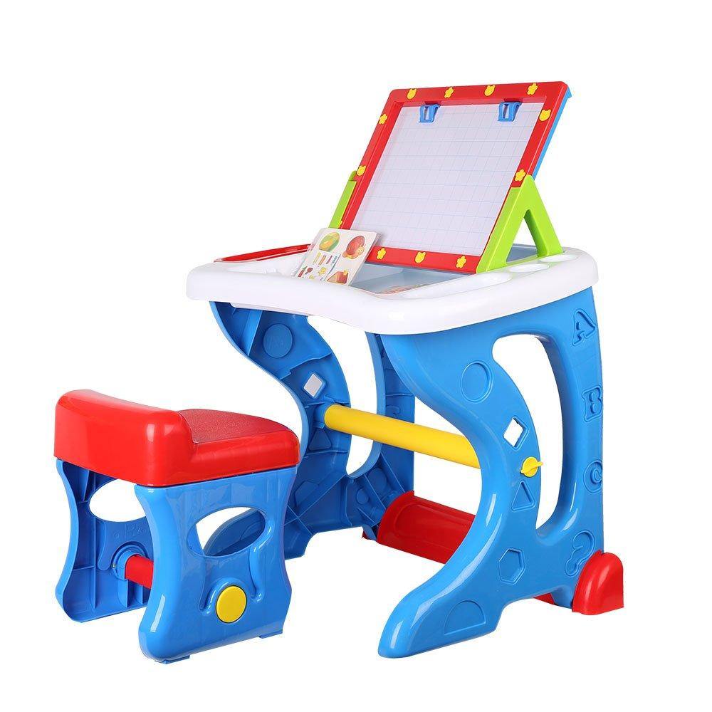 Bosonshop Deluxe Preschool Toys Learning Painting Desk Writing Board with Kids Chair and Easel