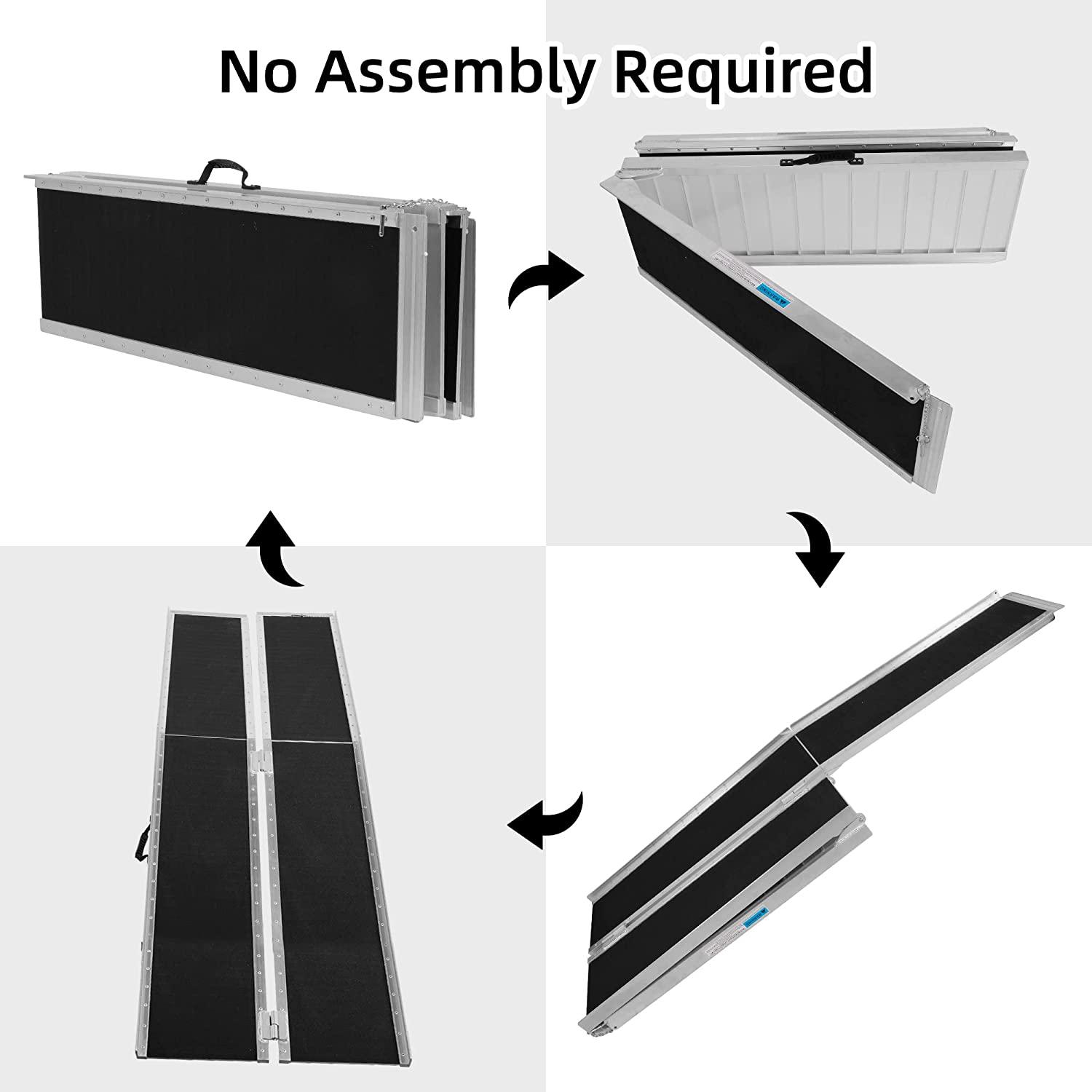 10FT Multifold Aluminum Wheelchair Ramp with Handle: Portable, Sturdy, and Easy to Setup - Bosonshop