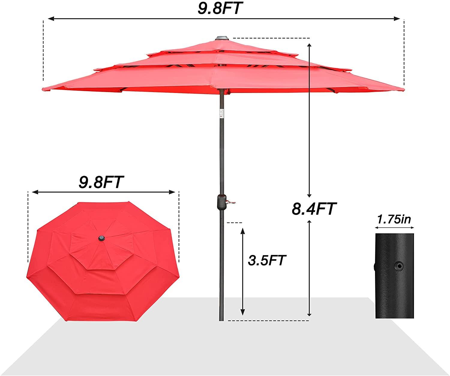 10Ft Portable Patio Umbrella Outdoor Market Tilt Umbrella with Easy Tilt Adjustment for Backyard, Poolside, Lawn and Garden - Bosonshop