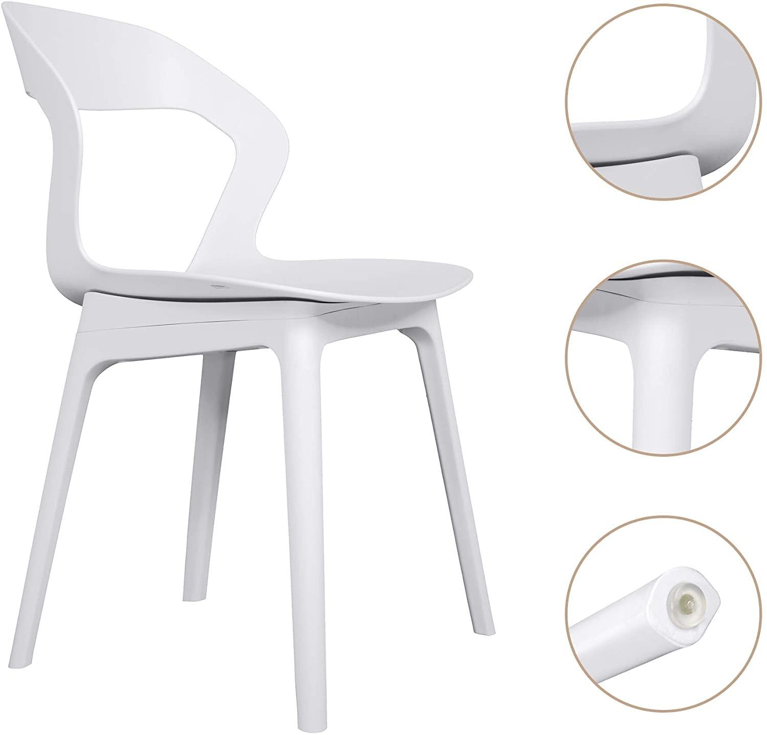 Aesthetics Side Chair Set of 2 Modern Molded Shell Plastic Chair Dining Chair with PP Leg 330 lbs 18 inch Seat Height Dos Sillas - Bosonshop