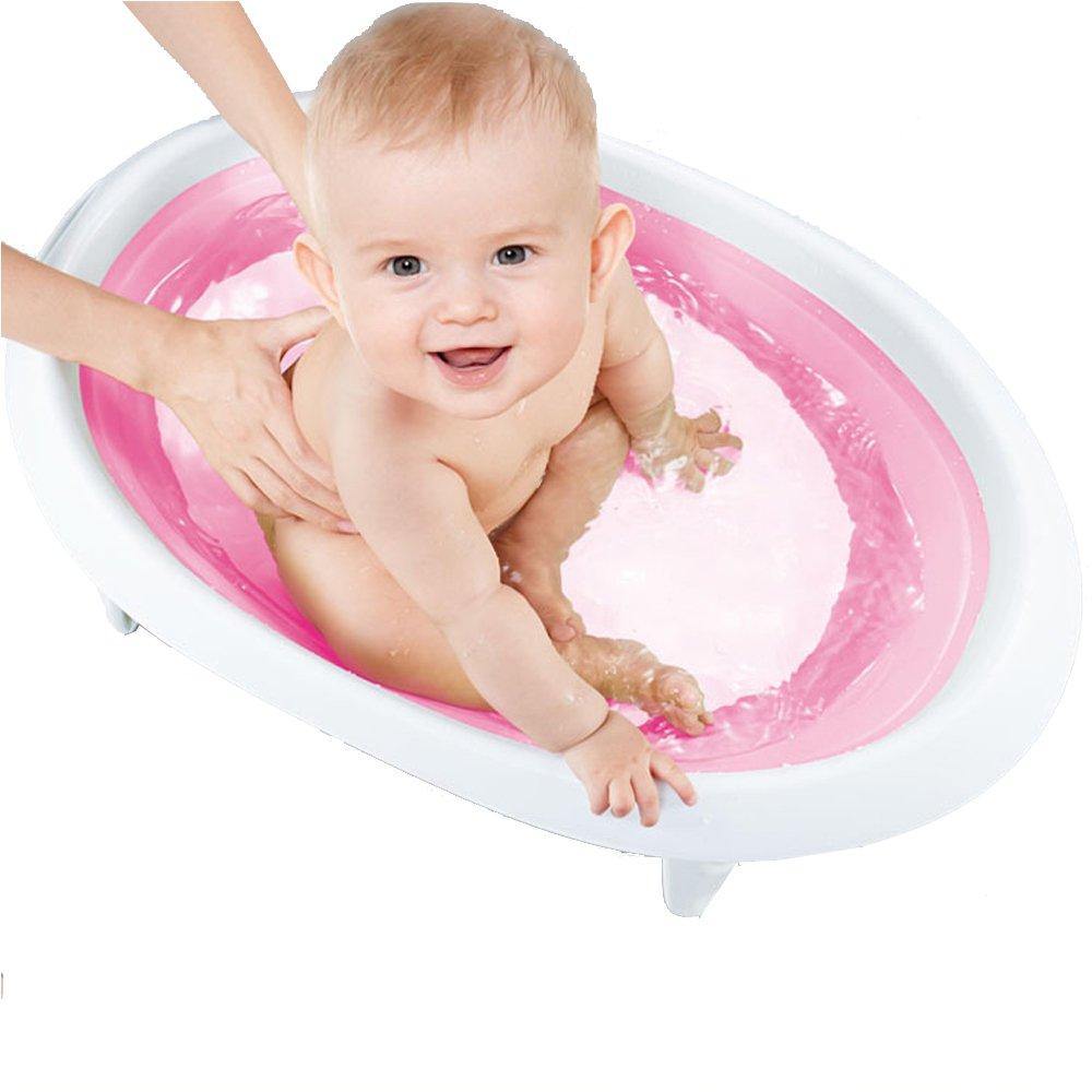 Bosonshop Contracted and Comfortable Collapsible Baby Bath Tub,Pink