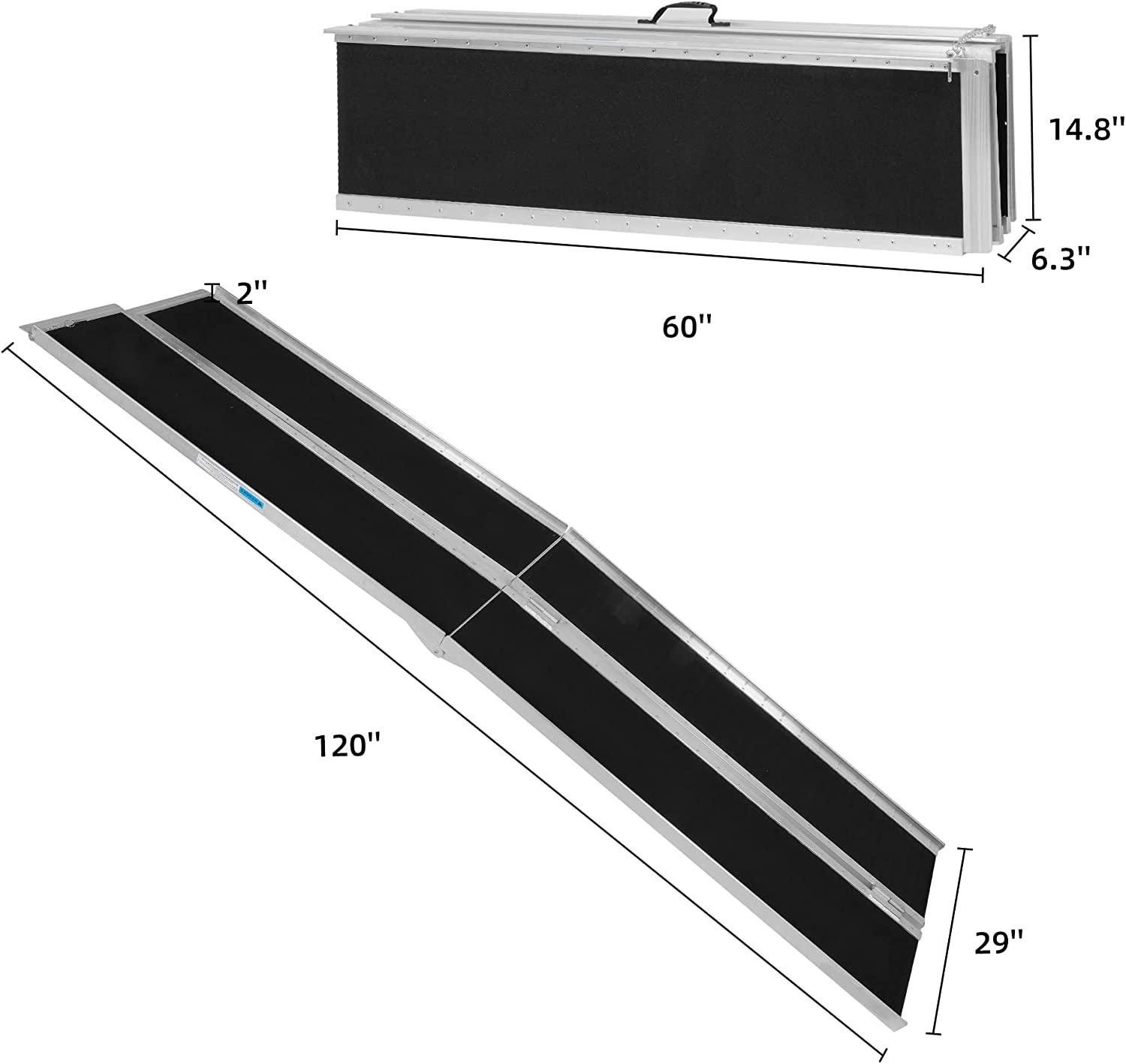 10FT Multifold Aluminum Wheelchair Ramp with Handle: Portable, Sturdy, and Easy to Setup - Bosonshop