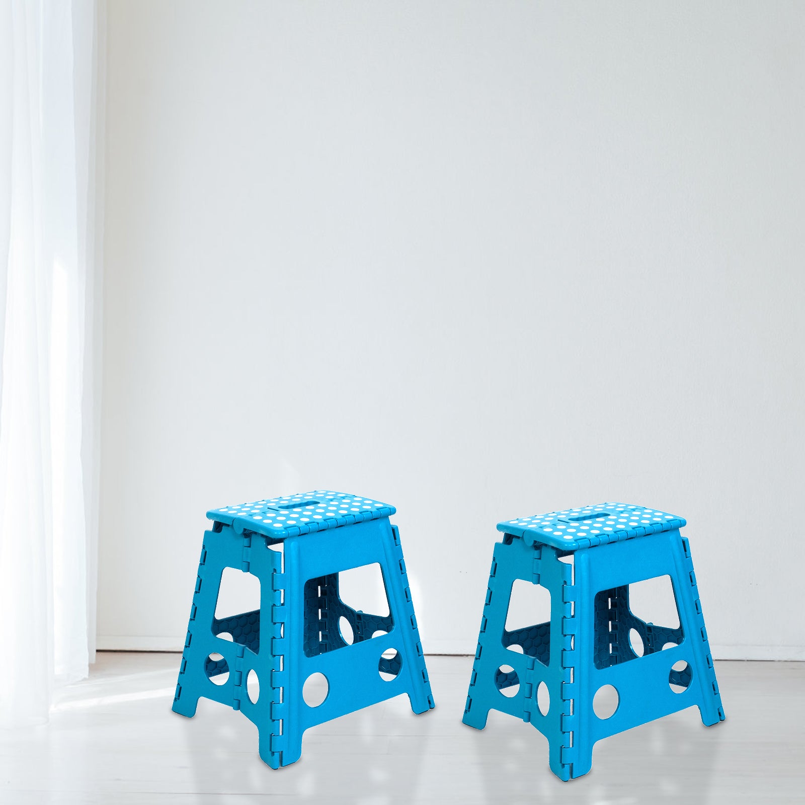 2 Pack Folding Step Stool with Portable Carrying Handle Safe Enough, 300 lbs capacity, Blue - Bosonshop