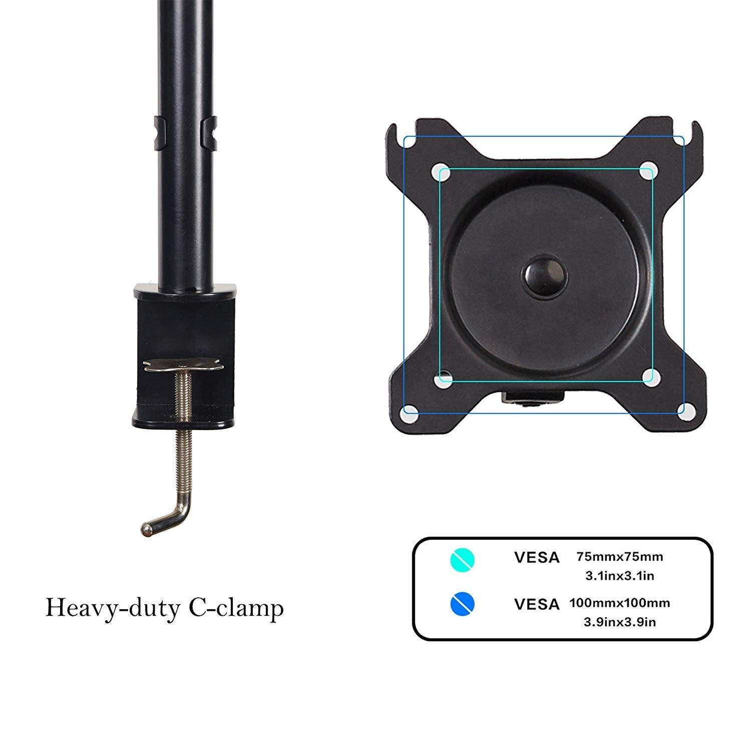 Bosonshop Dual Arm Adjustable Monitor Mount with Clamp for 2 LCD LED Computer Screen