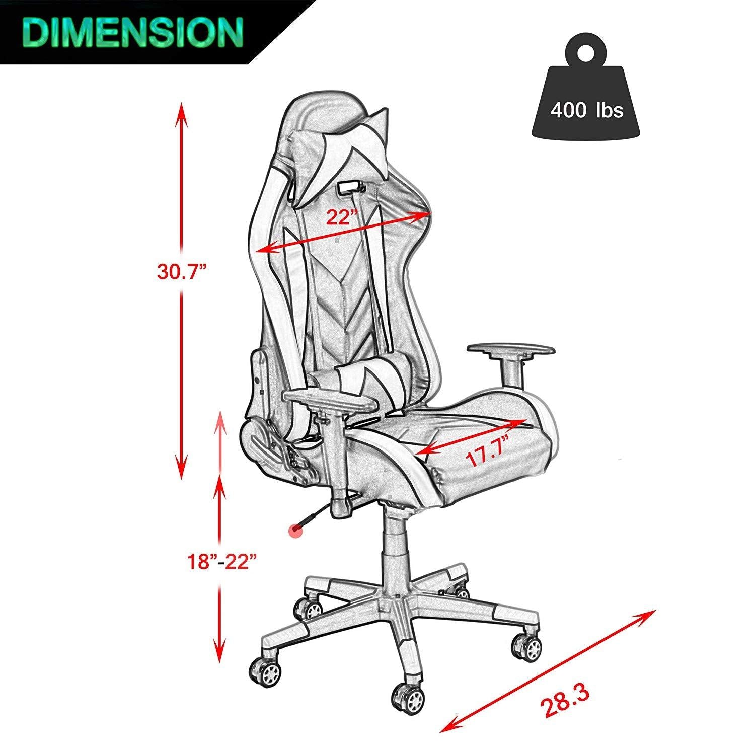 Bosonshop Office Desk Chairs Ergonomic Game Chairs 360°Swivel Style High Back for Great Support Black White