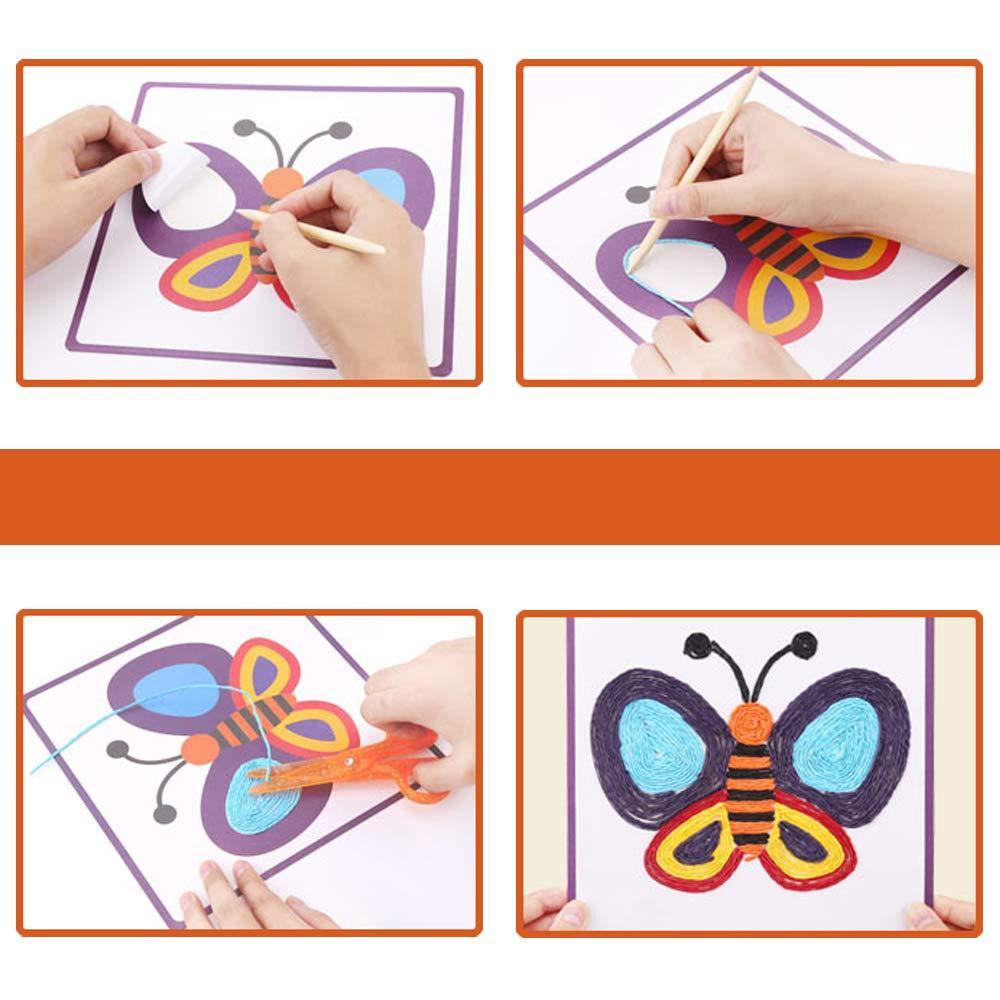 Bosonshop Color Rope Paste Painting Sticky Mosaics Kids 8 Cards DIY Art Crafts Educational Toys