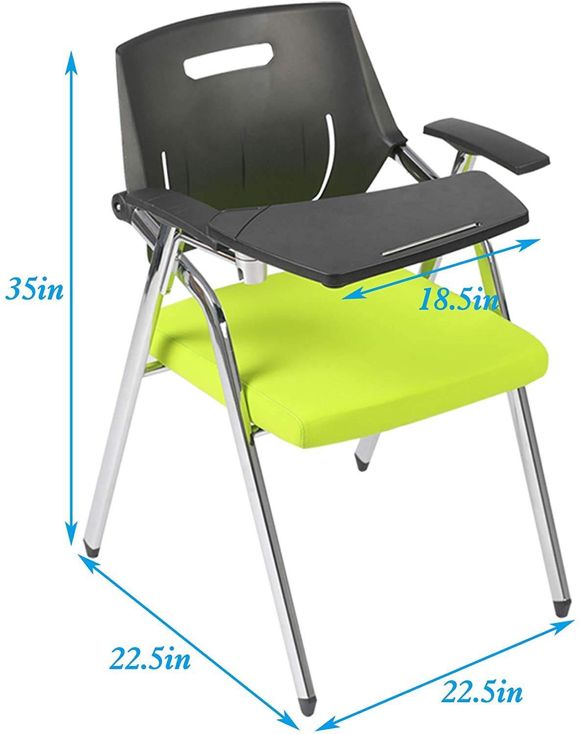 2pc Premium Steel School Chair Folding Office Chair with Arm Desk Chair with Table Arm Desk, Green & Black - Bosonshop