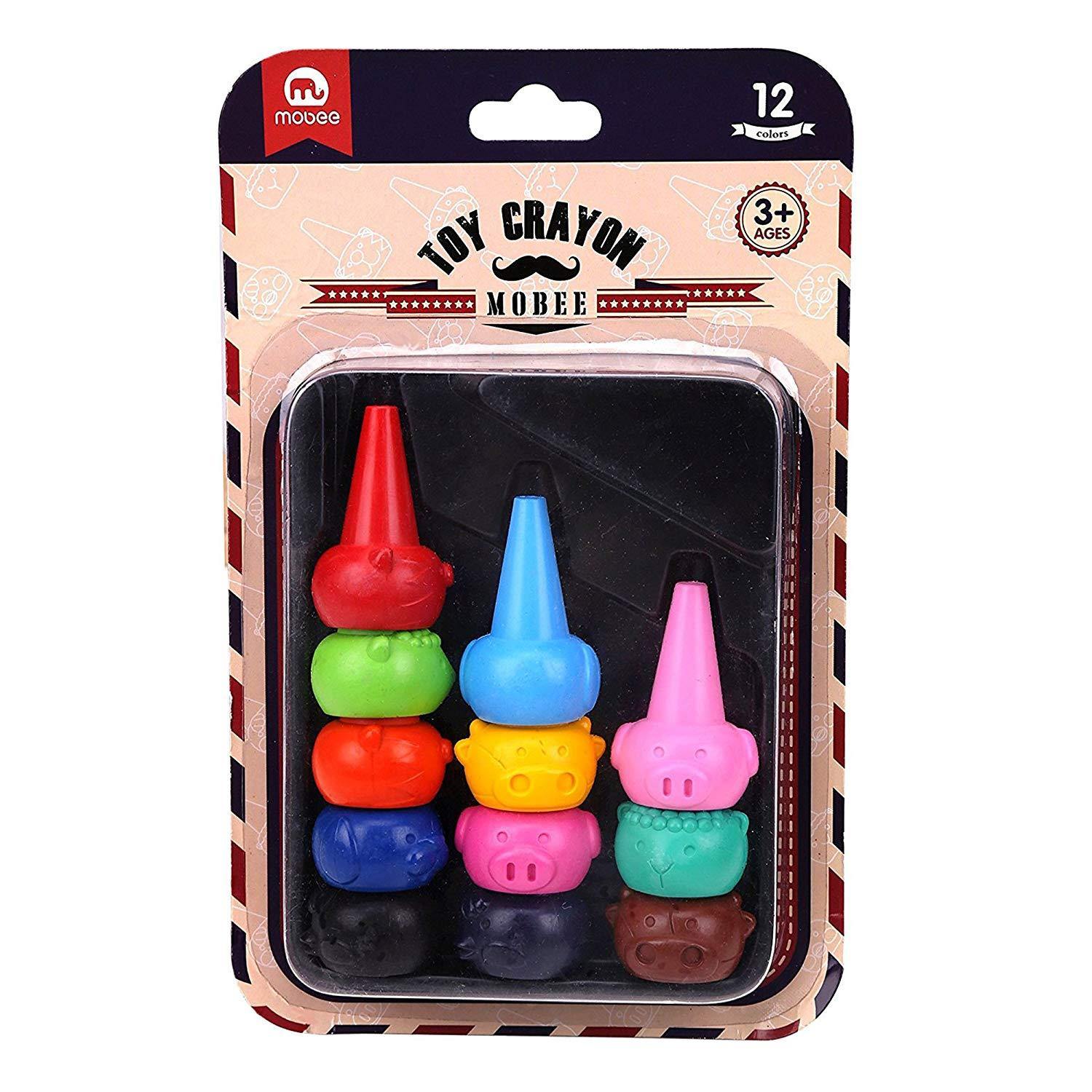 Bosonshop 12 Colors Finger Paint Crayons Toddlers Palm Grip Crayon Non Toxic Stackable Washable