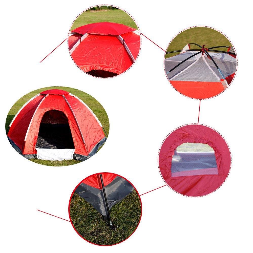 Bosonshop 2-3 Person Tent with Carry Bag Waterproof Moisture-proof, Red