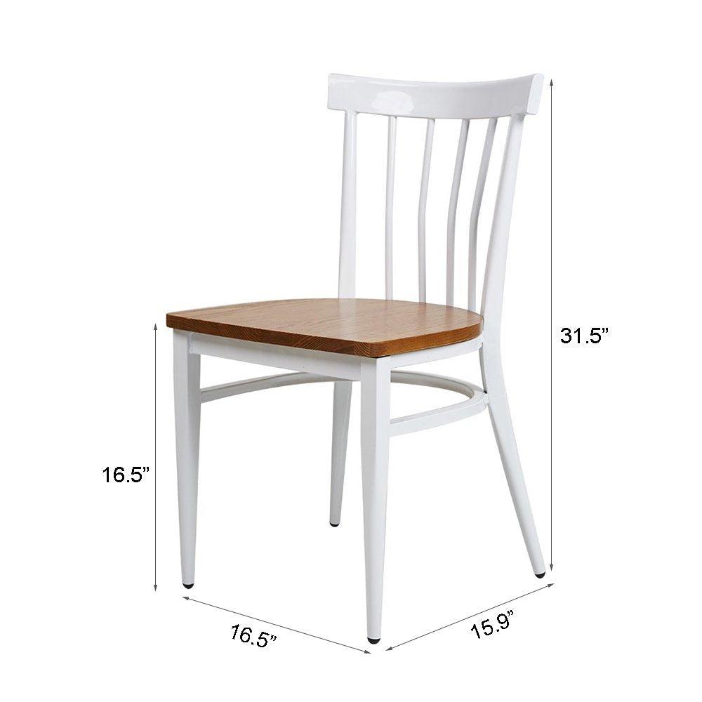 Bosonshop School House Back Metal Restaurant Chair -Solid Wood Seat and Metal Legs,Set of 2