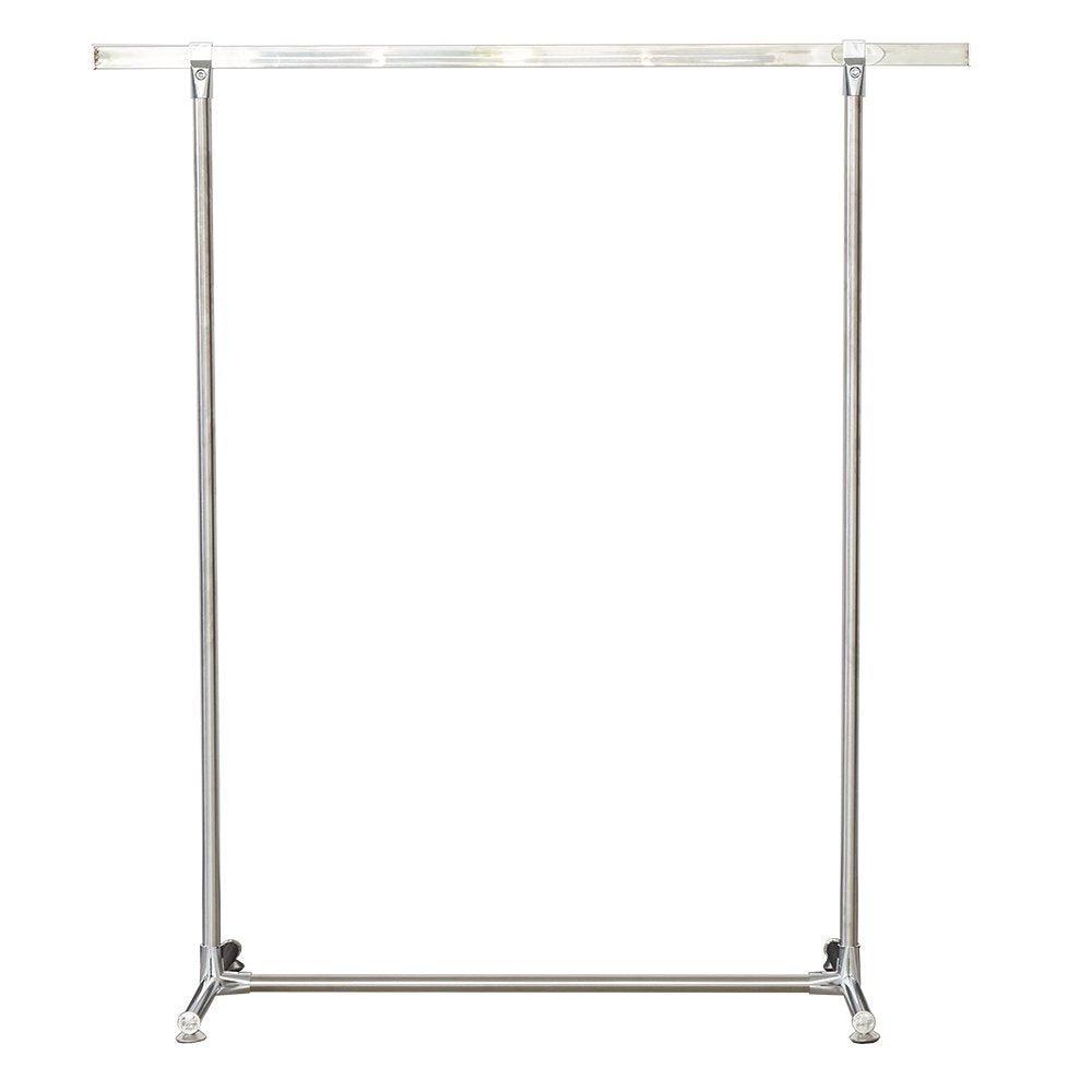 Bosonshop Heavy Duty Stainless Steel Single Rail Clothes Rack Free Standing Garment Rack