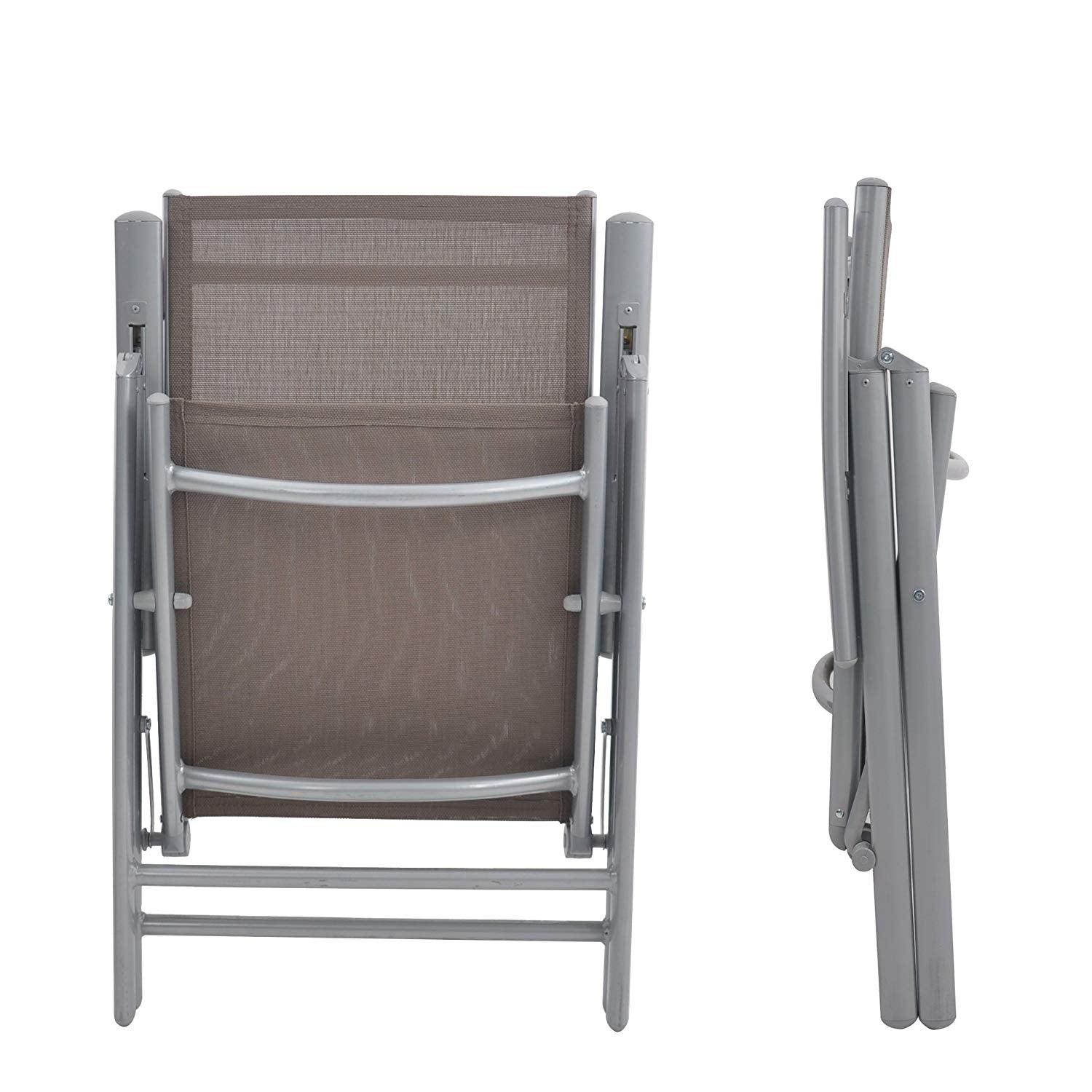 Bosonshop 2Pcs Aluminum Adjustable Reclining Patio Folding Chairs