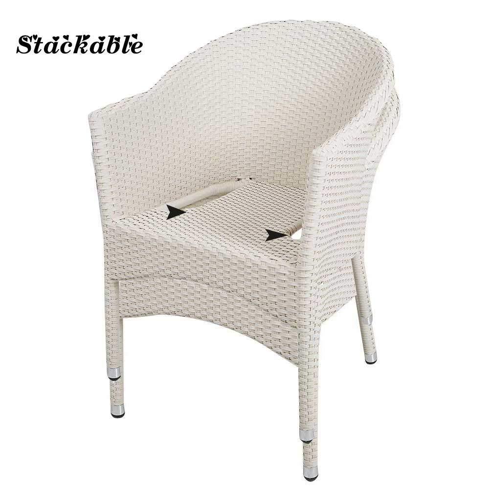 Bosonshop 4PCS Outdoor Rattan Chairs Patio Garden Furniture with Seat Cushions, White