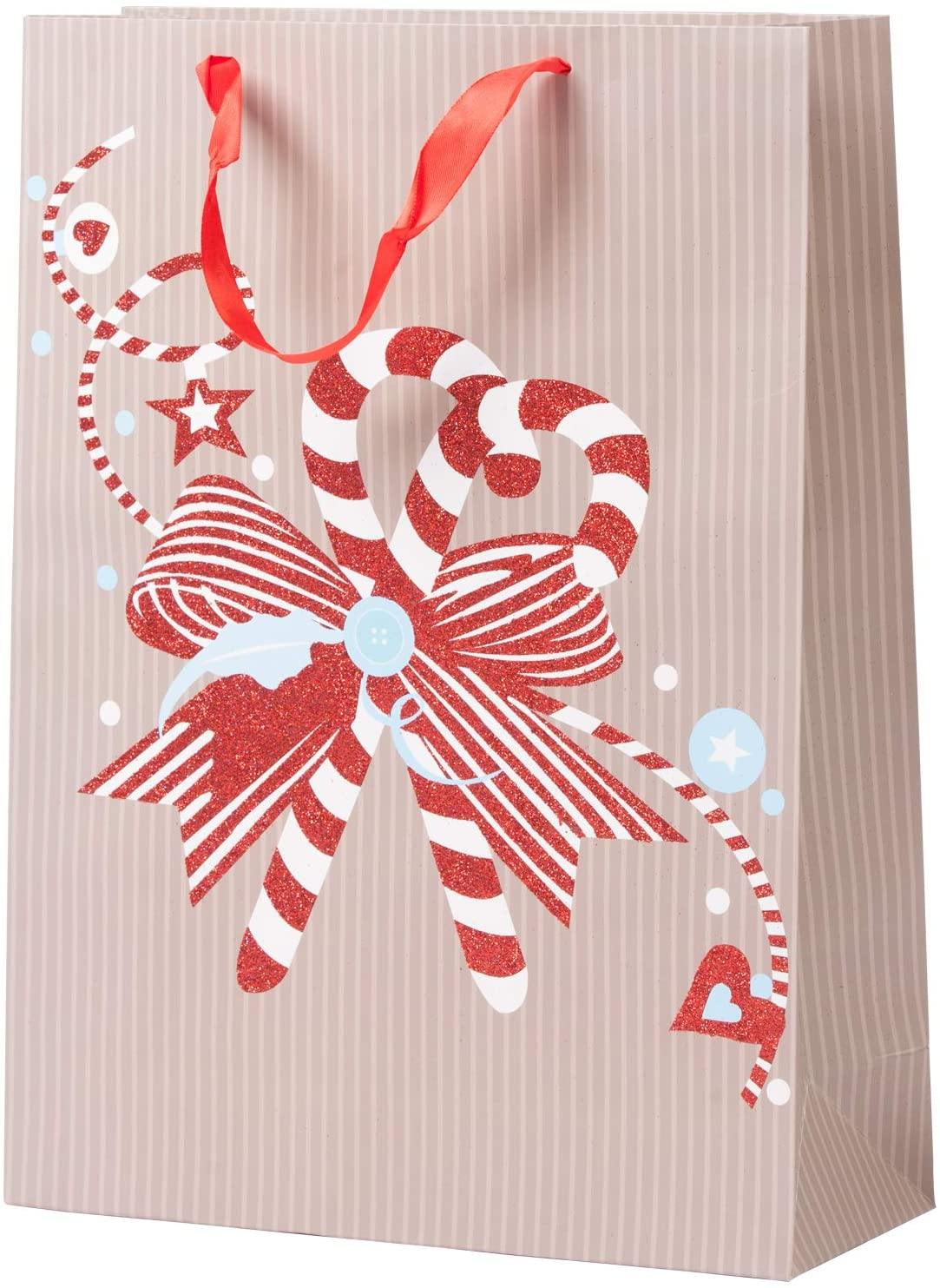 Christmas Paper Gift Bags Bulk Assortment 1 Dozen Holiday Themes Print Gift Bags with Handles 3 Sizes 4 Patterns Celebration - Bosonshop