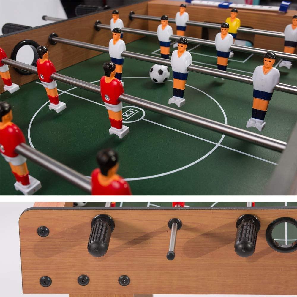 27" Football Table, Easily Assemble Wooden Soccer Game Table Top w/Footballs, Indoor Table Soccer Set - Bosonshop