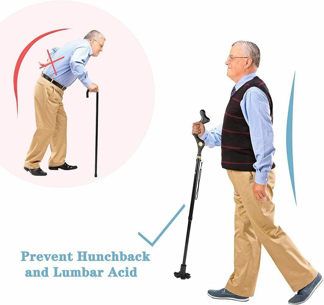 Collapsible Walking Cane Adjustable Ergonomic Walking Stick Lightweight Handle - Bosonshop