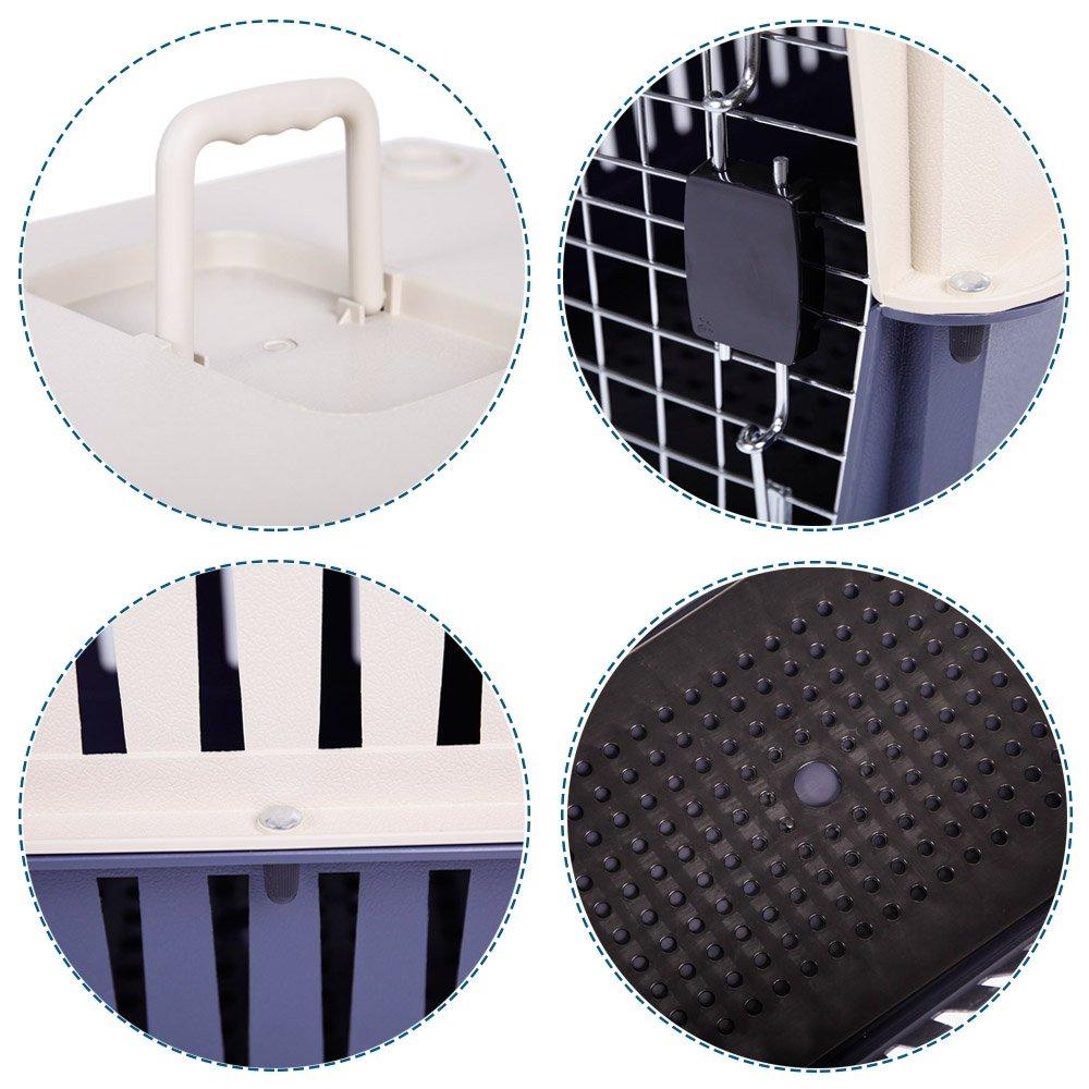 Bosonshop Plastic Cat & Dog Carrier Cage with Chrome Door Portable Pet Box Airline Approved, Large