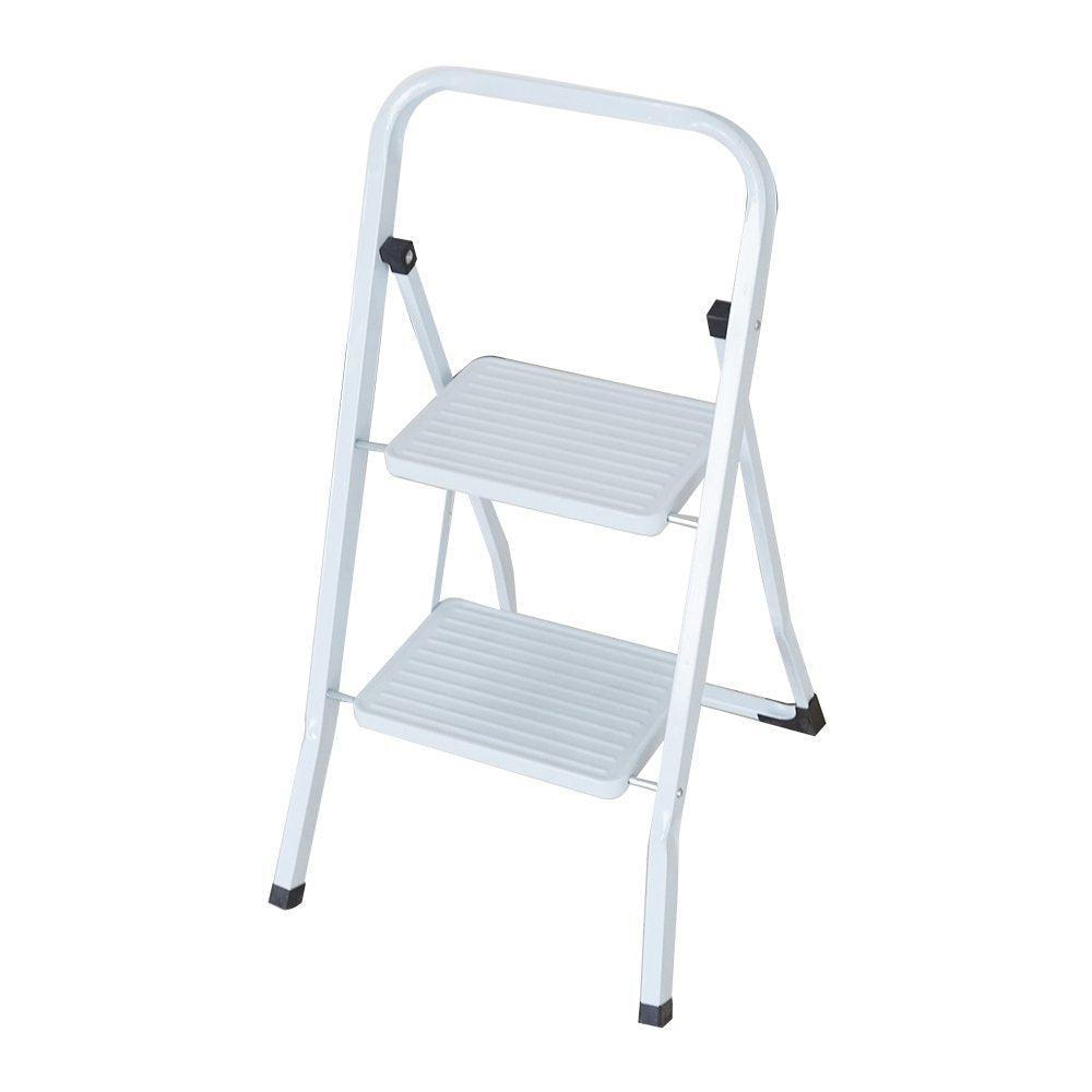 Bosonshop Steel Folding Portable 2 Steps Ladder Step Stool with 330lbs Capacity White