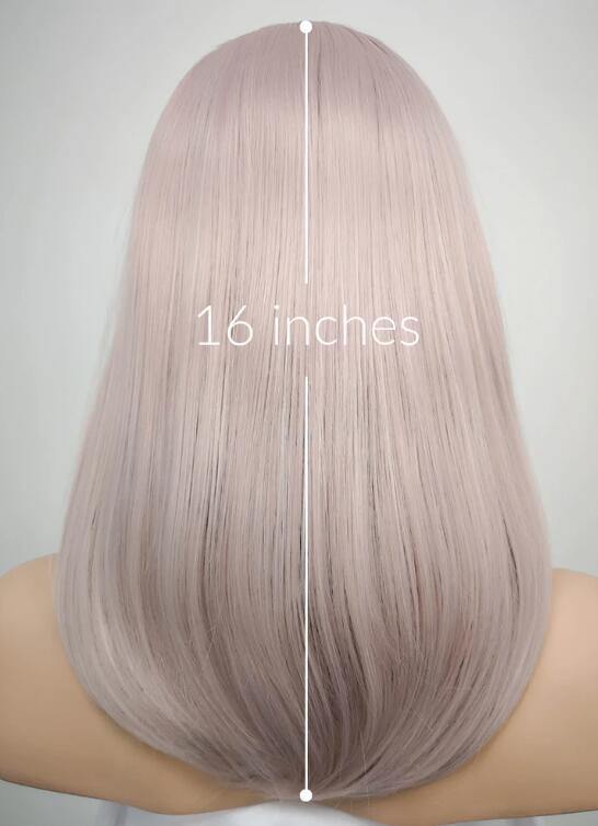 Pastel Pale Plum Straight Bob Lace Front Synthetic Wig - Bosonshop