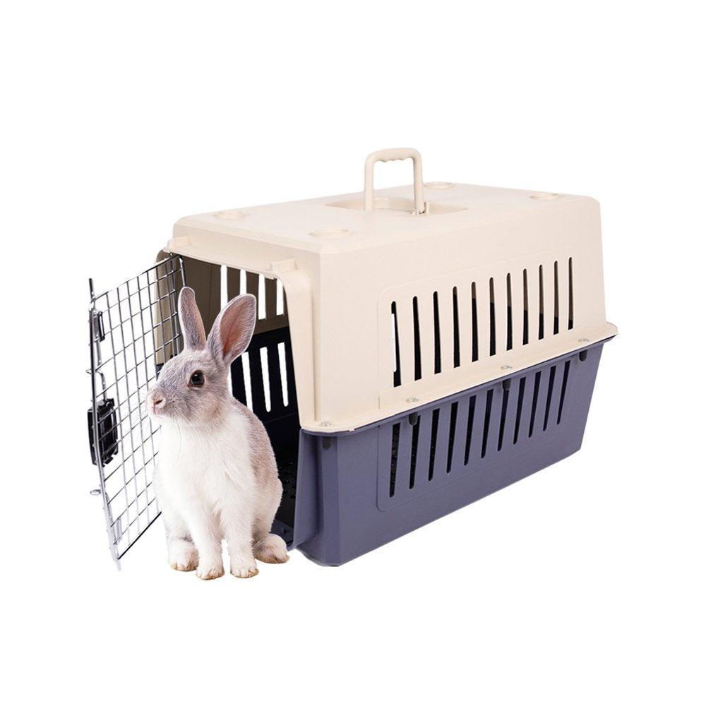 Bosonshop Plastic Cat & Dog Carrier Cage with Chrome Door Portable Pet Box Airline Approved, Blue, Small