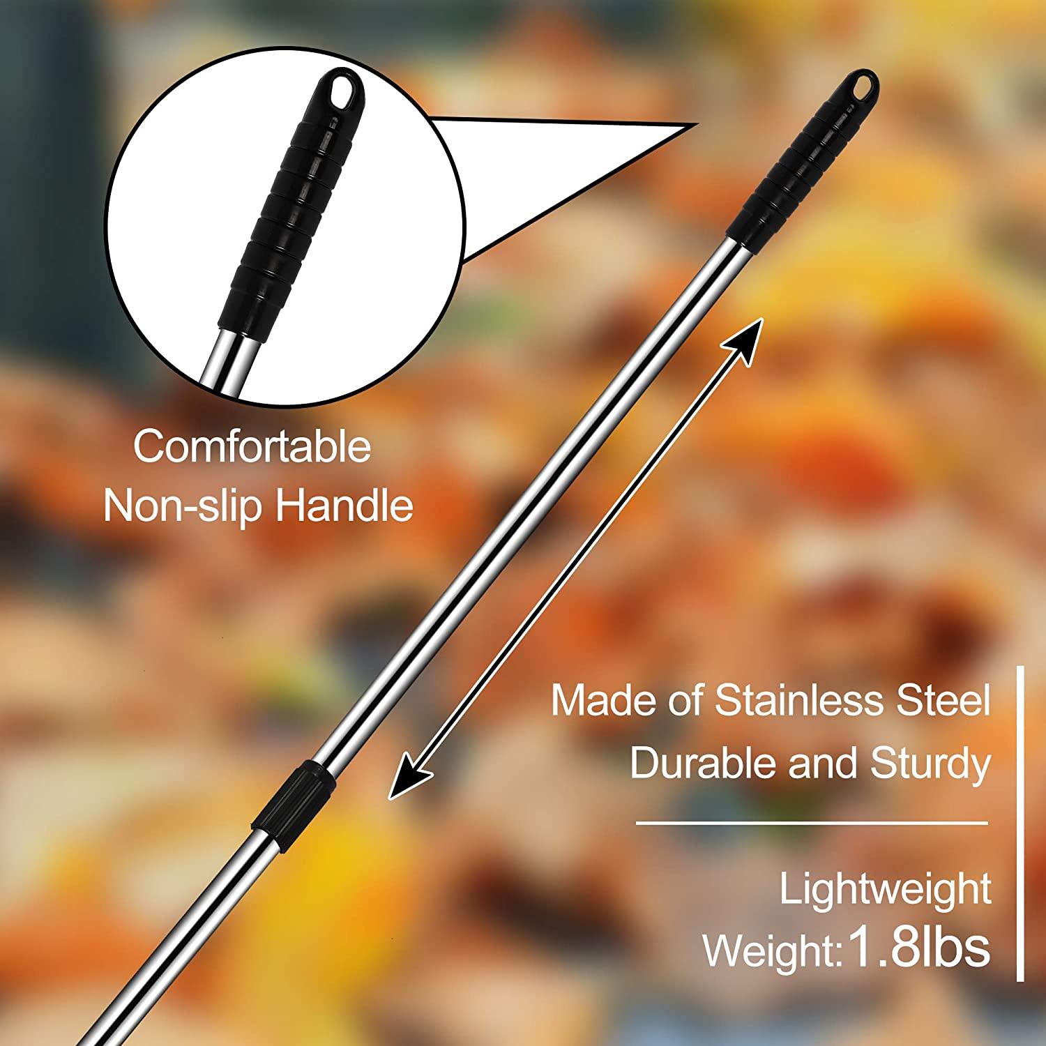 Garden Leaf Rake Adjustable Lightweight 62.6 Inches Telescopic Metal Rake with Expandable 7.5”-20” Width Folding Head - Bosonshop