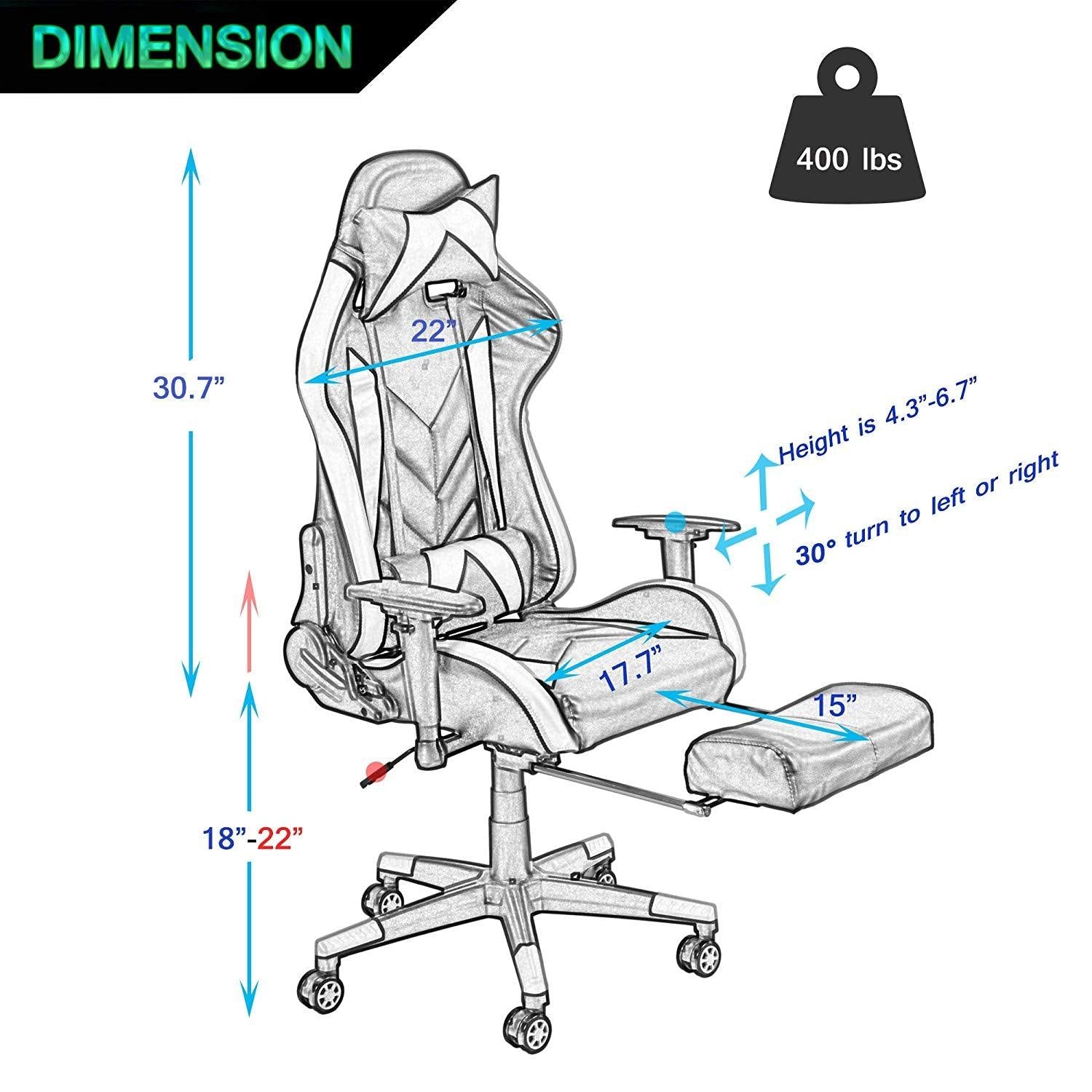 Bosonshop Gaming Desk Chair Ergonomic Office Chair with Footrest Racing Style