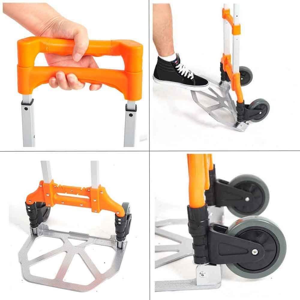 Bosonshop Folding Hand Truck Air Travel Baggage Cart Utility Carts Heavy Duty Dollies 150LB Orange