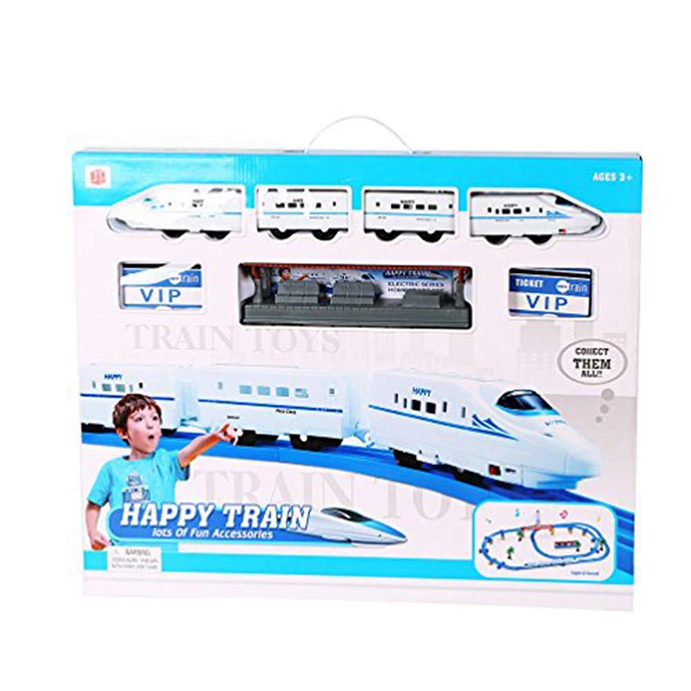 Bosonshop Battery Operated Toy Train Track Railway Play Set Train with Lights & Music