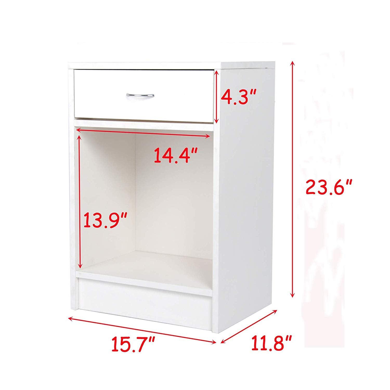 Bosonshop Modern Nightstand Bedside Table for Bedroom Living Room (White)