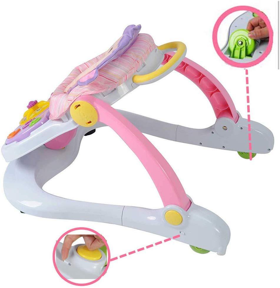 Baby Walker Stroller Sitting Posture Multi-Function Baby Stroller Game Car Dining Car Walker and Stroller, Pink - Bosonshop