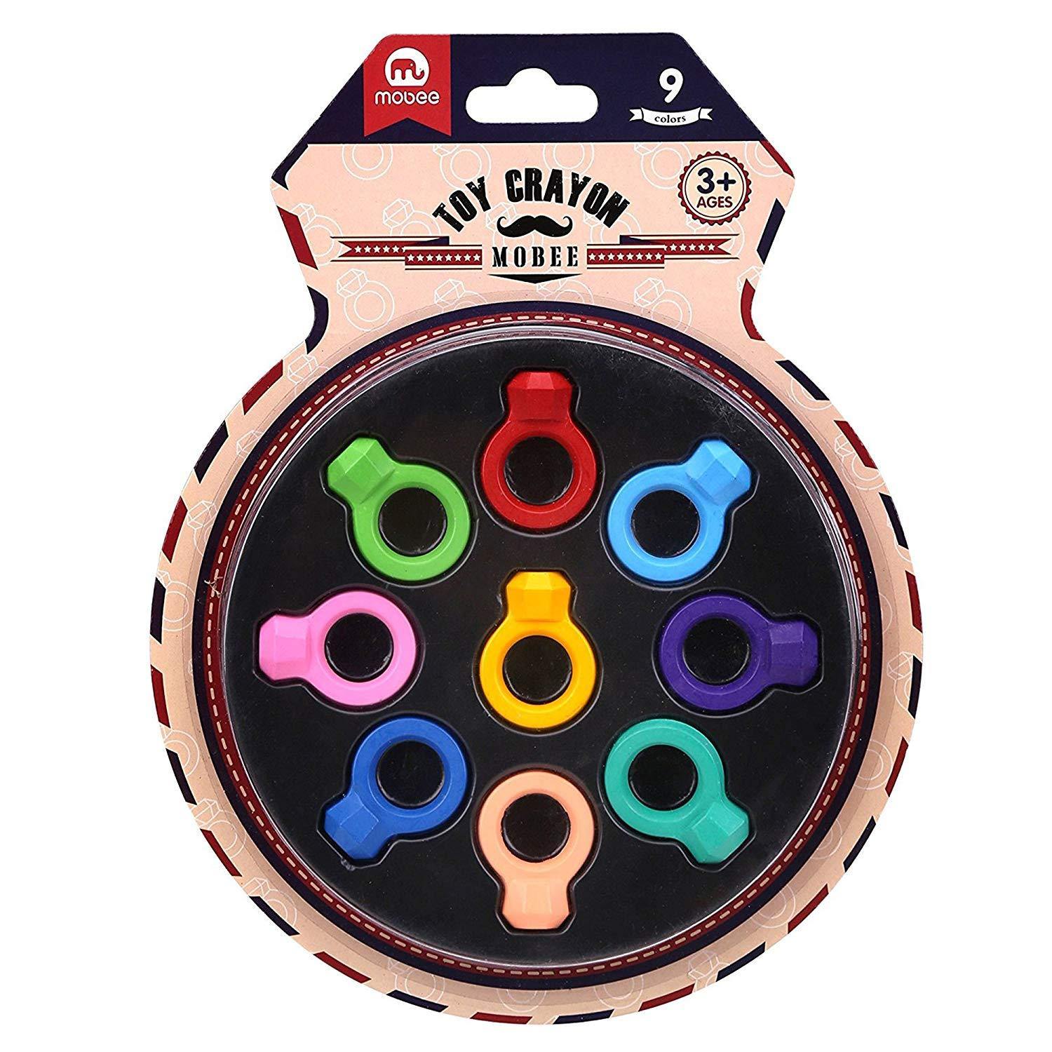 Bosonshop Toddler Crayons Pack of 9 Colors Paint Crayons Baby Diamond Ring Shaped Non Toxic Doodle Toy