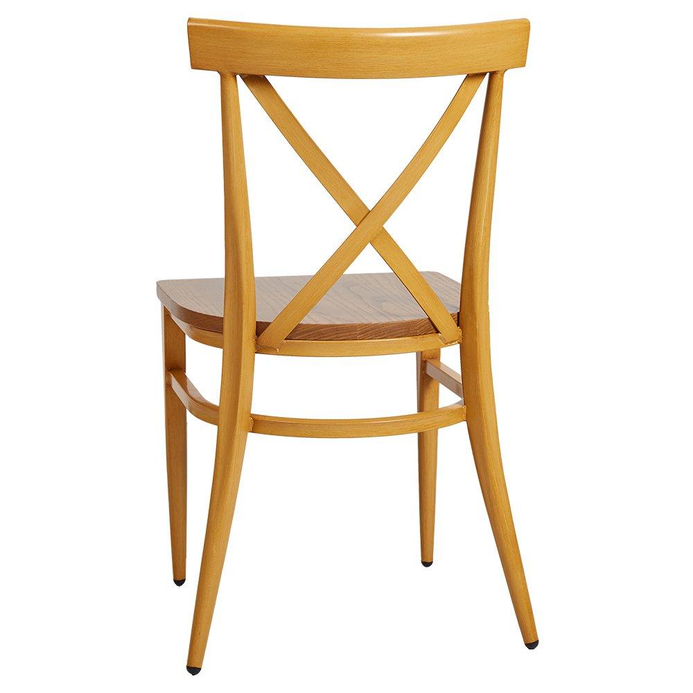 Bosonshop Stackable Side Chairs with Solid Wood Seat&Sturdy Metal Legs, Yellow