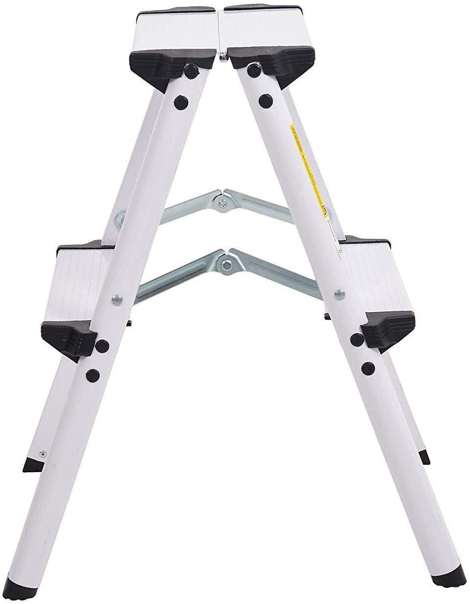 Folding 2 Step Stool Light Weight Aluminum Step Ladder, 250 lbs Capacity (19"H) - Bosonshop