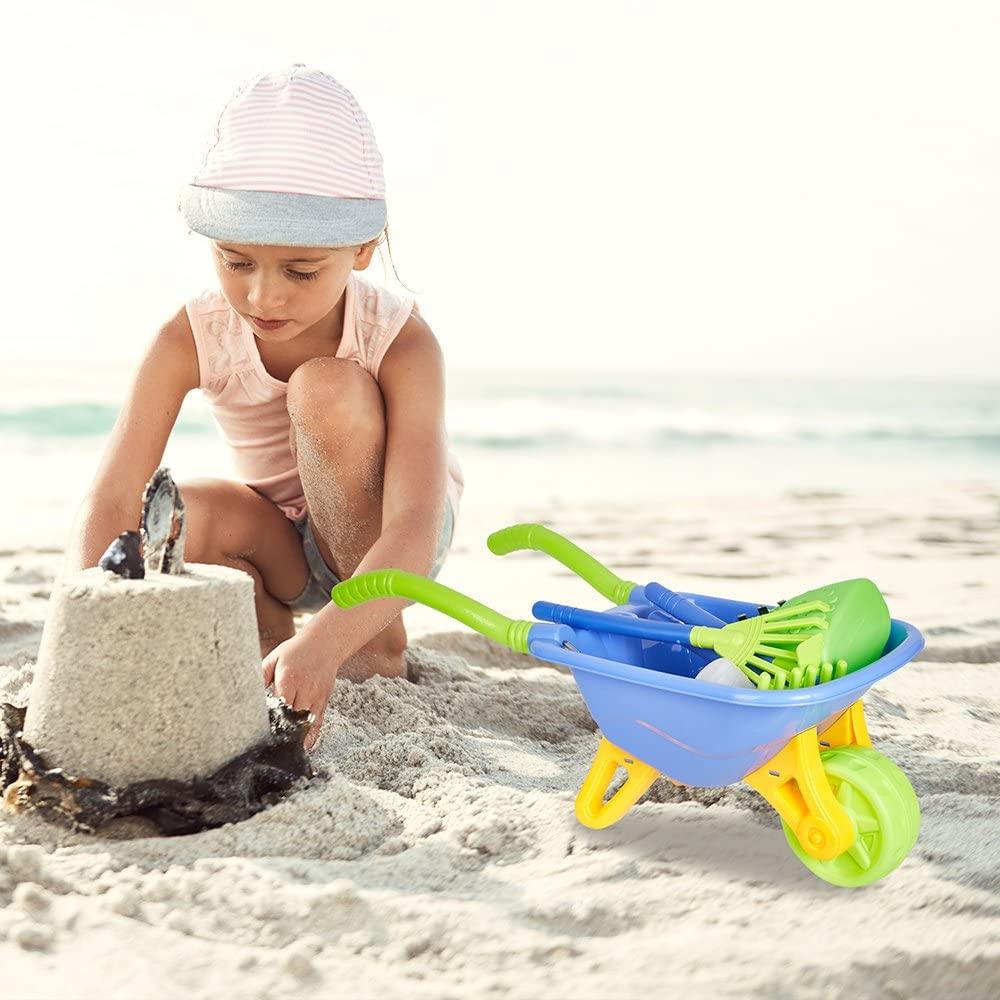 Kid’s Garden Tool Toy Set Beach Sand Toy Kids Wheelbarrow Garden Toy Cart Gardening Backyard Tool Set - Bosonshop