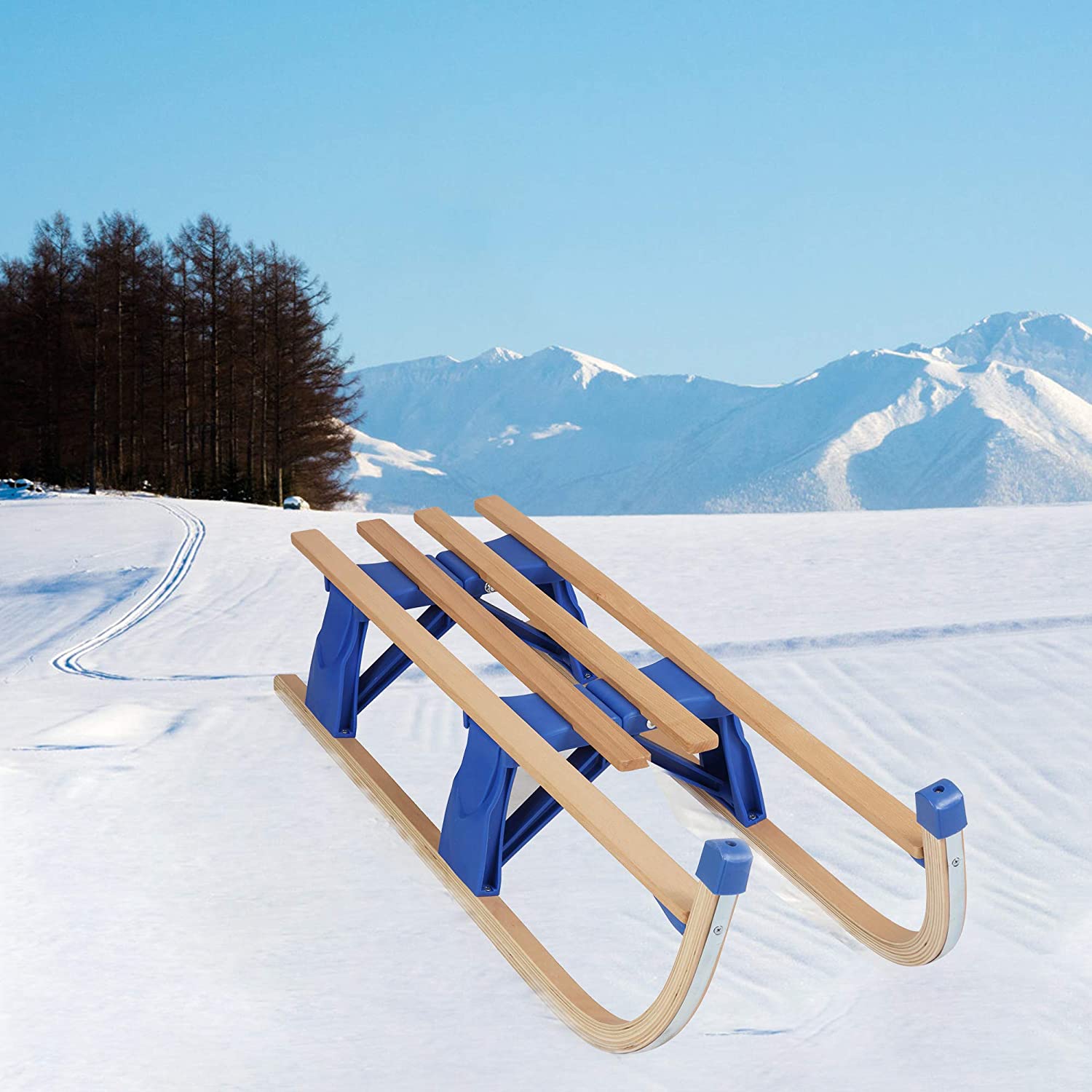 (Out of Stock) Sled Wooden Foldable For Kids And Adult Outdoor Play With A Pulling Rope 42 inch Weight Capacity, 220lbs - Bosonshop