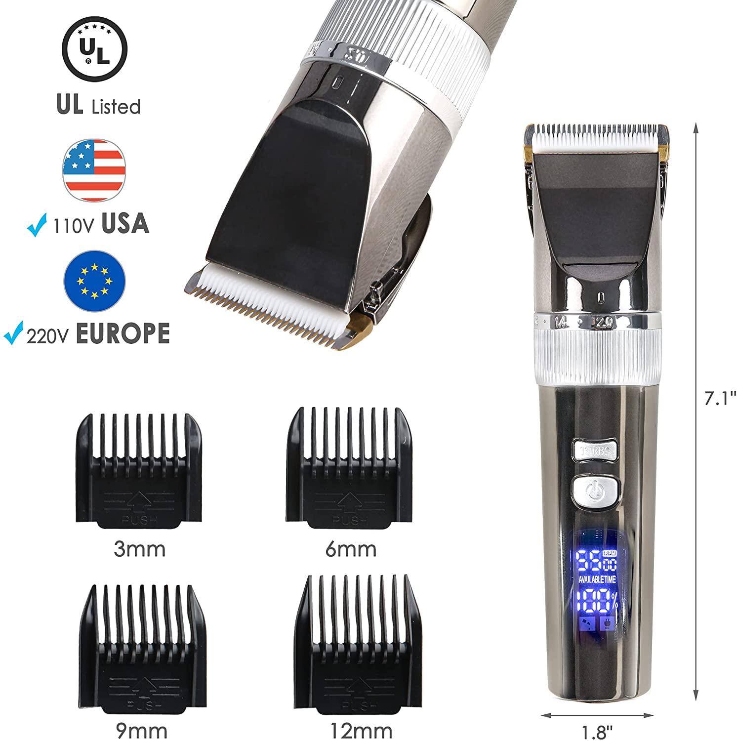 Electric Cordless Rechargeable Hair Clipper Kit for Men with Charging Base for Barbers 4 Guide Combs & 5 Speeds - Bosonshop