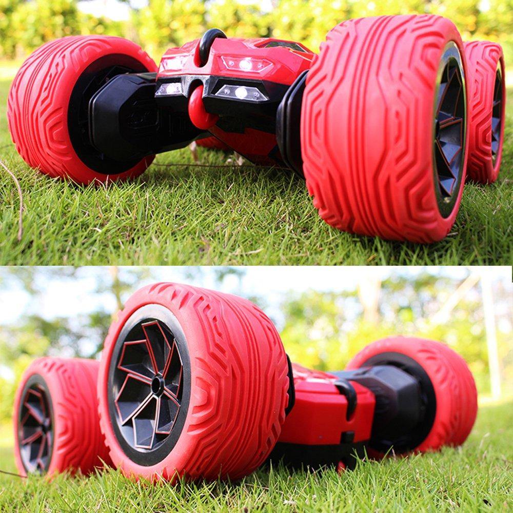 Bosonshop Stunt RC Car Double Sided Rotating Tumbling Ransformation 360 Degree/RED