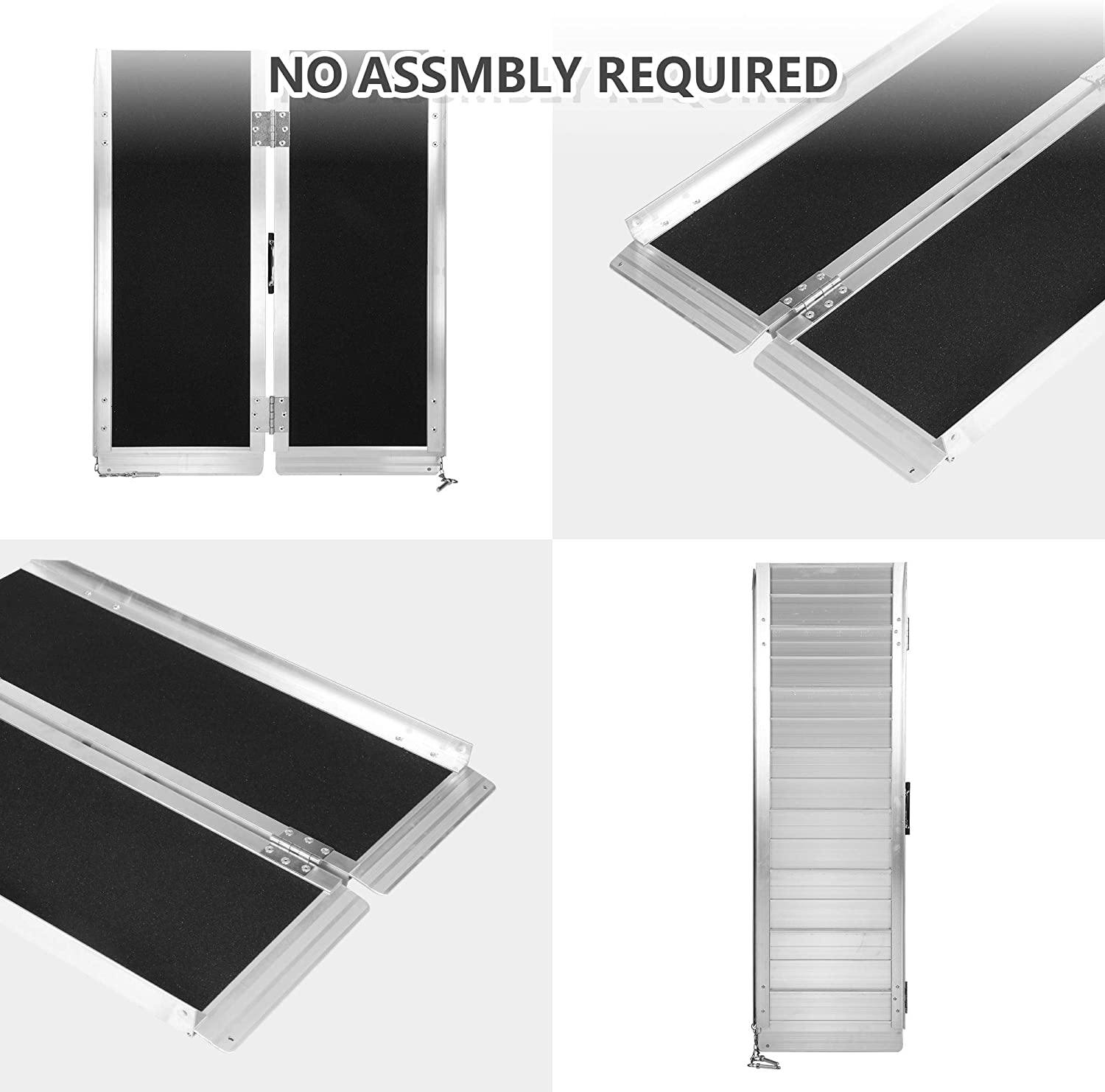 3ft Wheelchair Ramp (20LBS), Aluminum Alloy Ramp, Single Fold Portable Handles & Anti-Slip Carpet for Doorways, Stairs, Mobility Scooter, Porch - Bosonshop