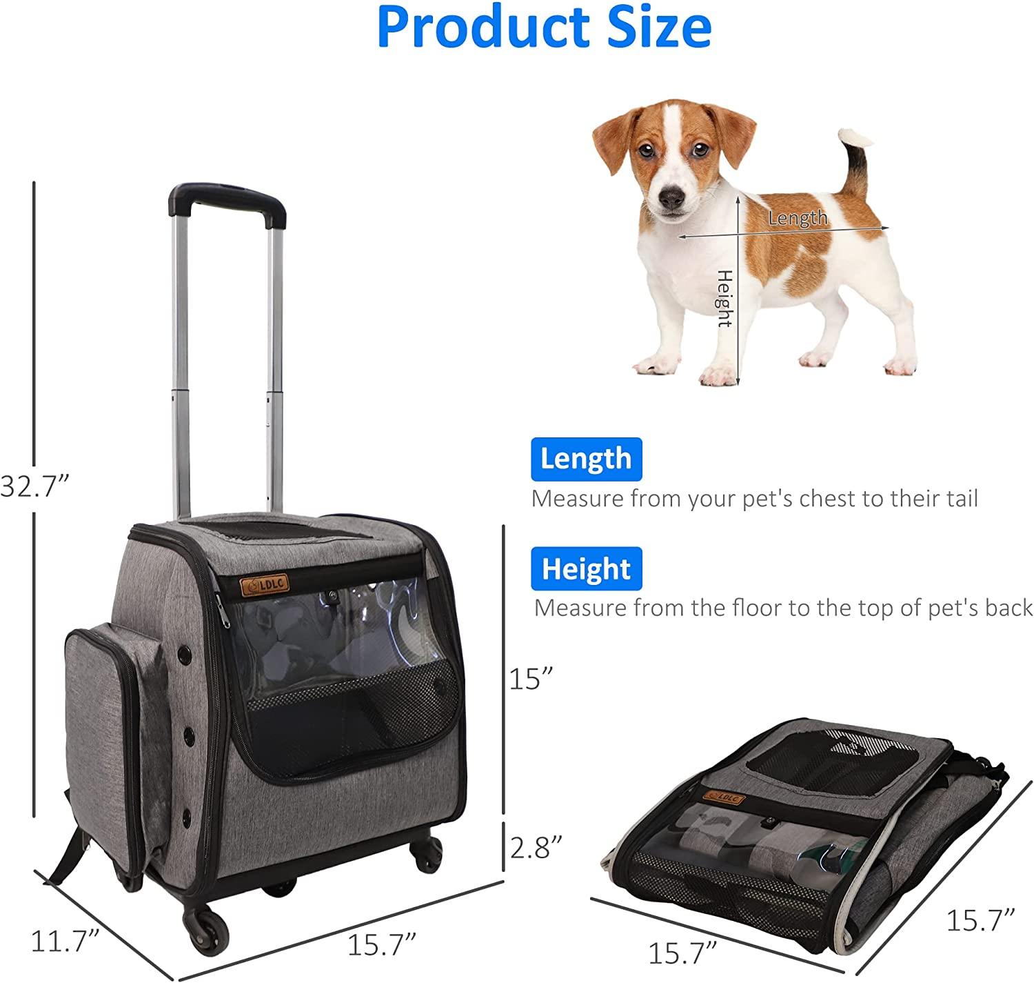 Cupets Pet Carrier Backpack, Airline Approved Pet Carrier with Removable Base, Telescopic Handle - Bosonshop