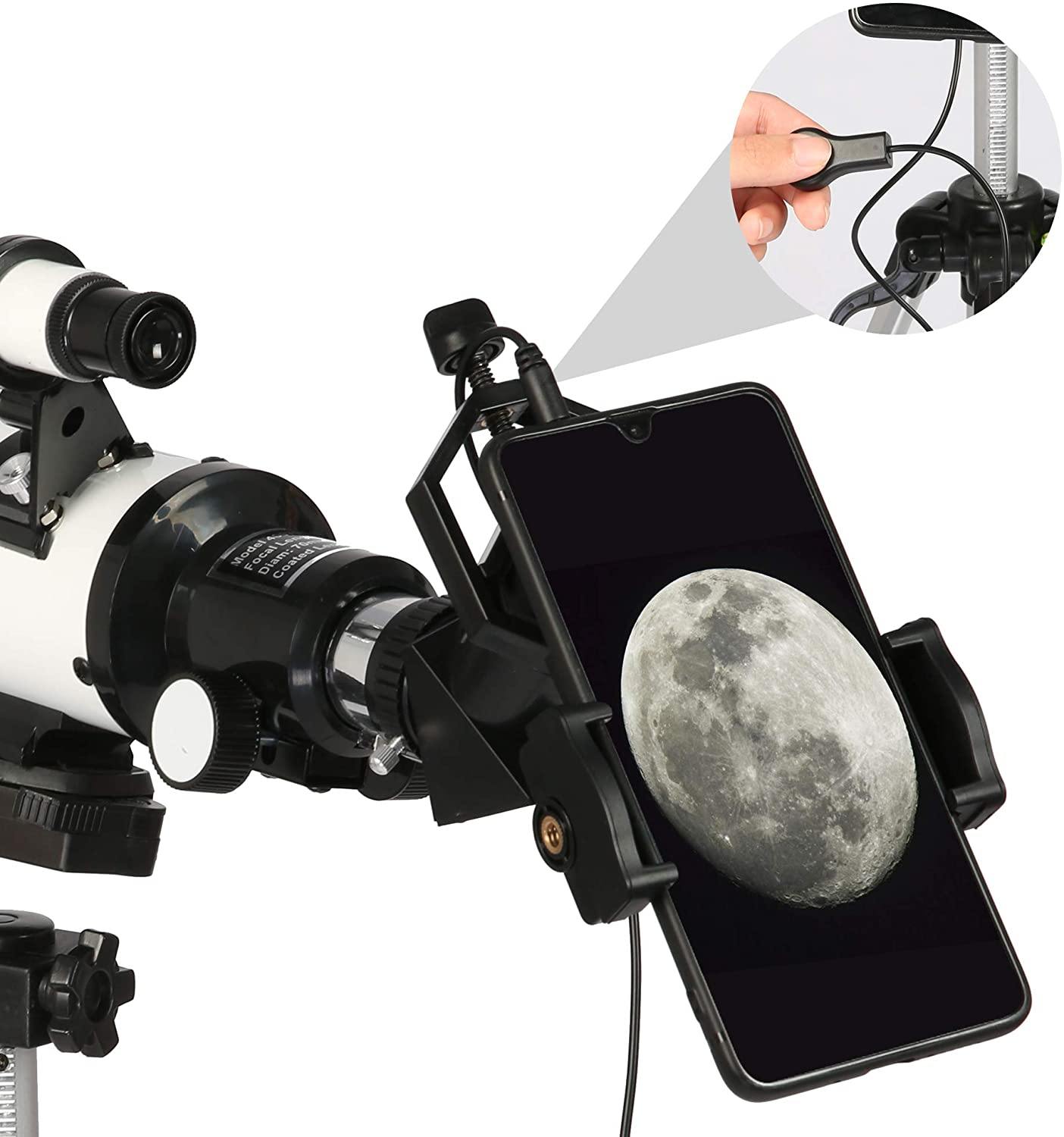 Astronomical Telescope Portable Telescope for Kids Beginners, 70mm Aperture, 20-120x Magnification With Smart Phone Adapter & Carry Bag - Bosonshop