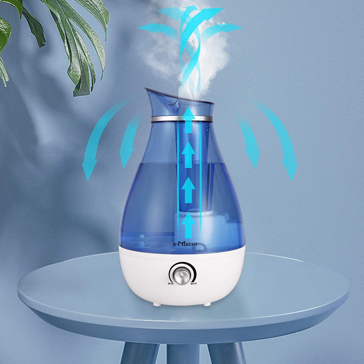 Humidifiers for Bedroom Quiet Ultrasonic Cool Mist Humidifier 2.5L with Auto Shut-Off, Night Light and Adjustable Mist Output, Less Than 30dB, Blue - Bosonshop