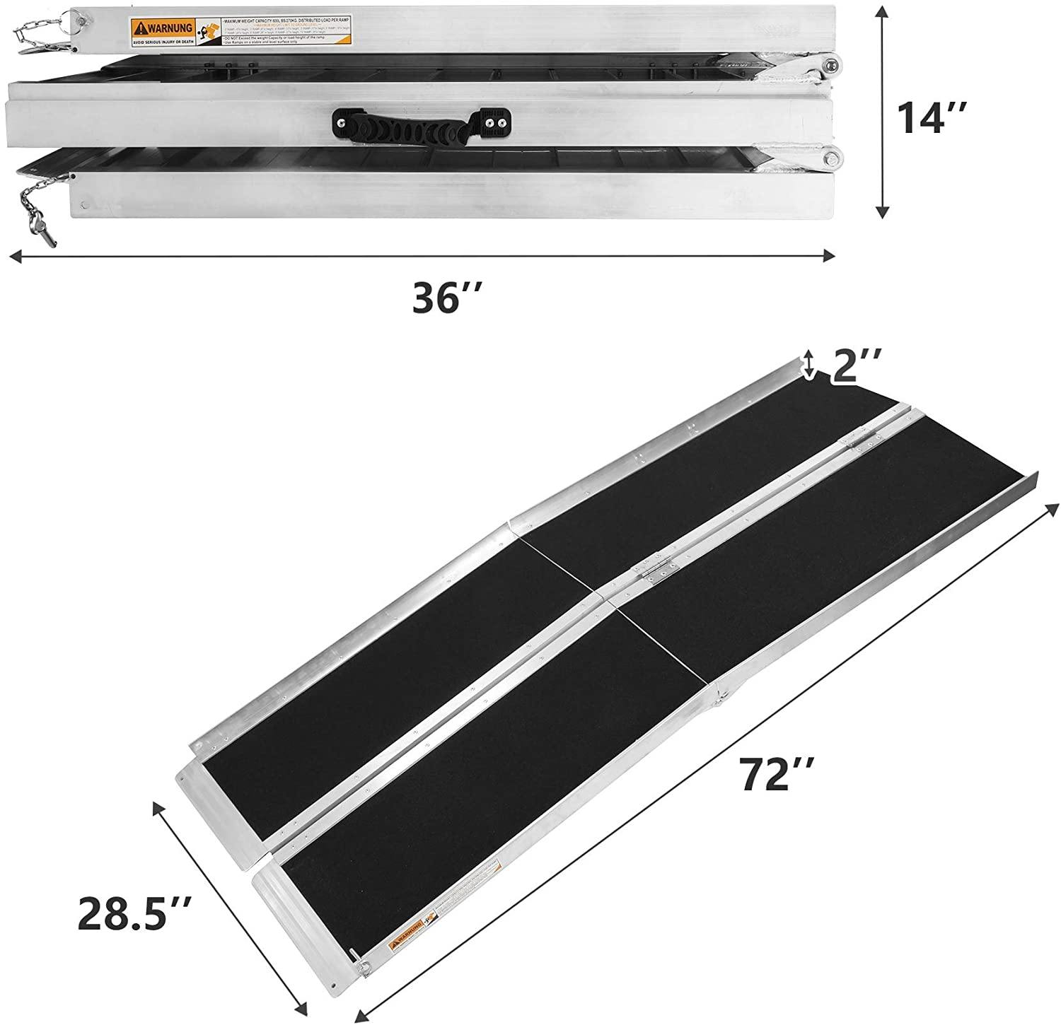 Portable Wheelchair Ramp 6Ft, Add to Your Independence, 600 LBS Capacity, Folding Aluminum Alloy Ramp - Bosonshop