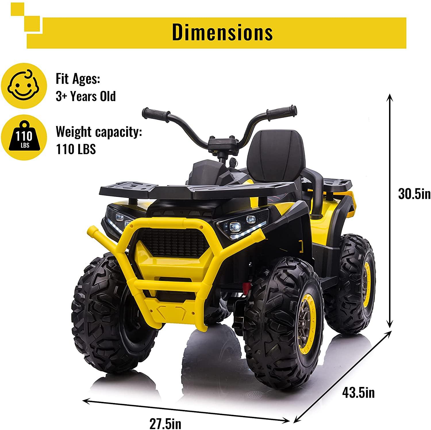 12 V Kids Electric 4-Wheeler ATV Quad with MP3 and LED Lights - Bosonshop