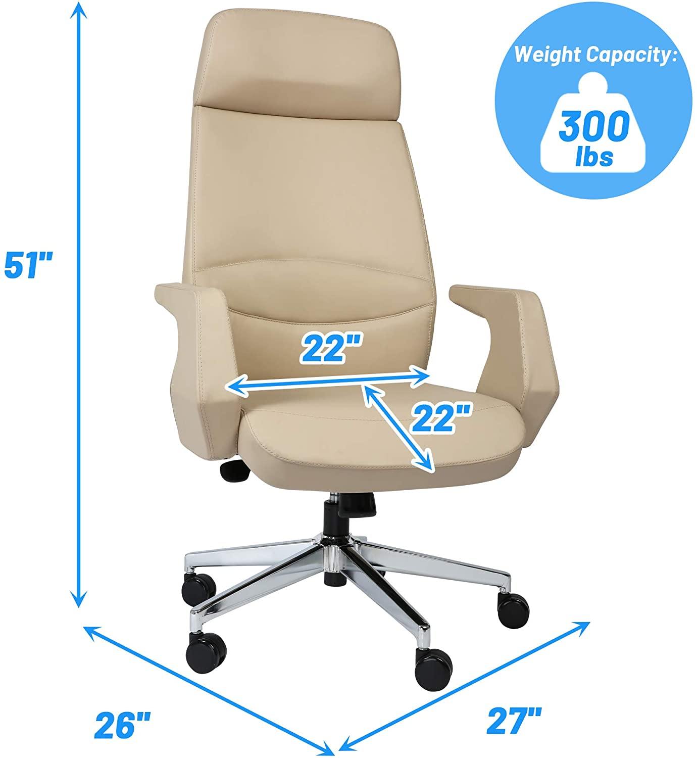 Executive Office Chair Ergonomic Leather High Back Heavy Duty Chair Padded Armrests Lumbar Support Lock Position - Bosonshop